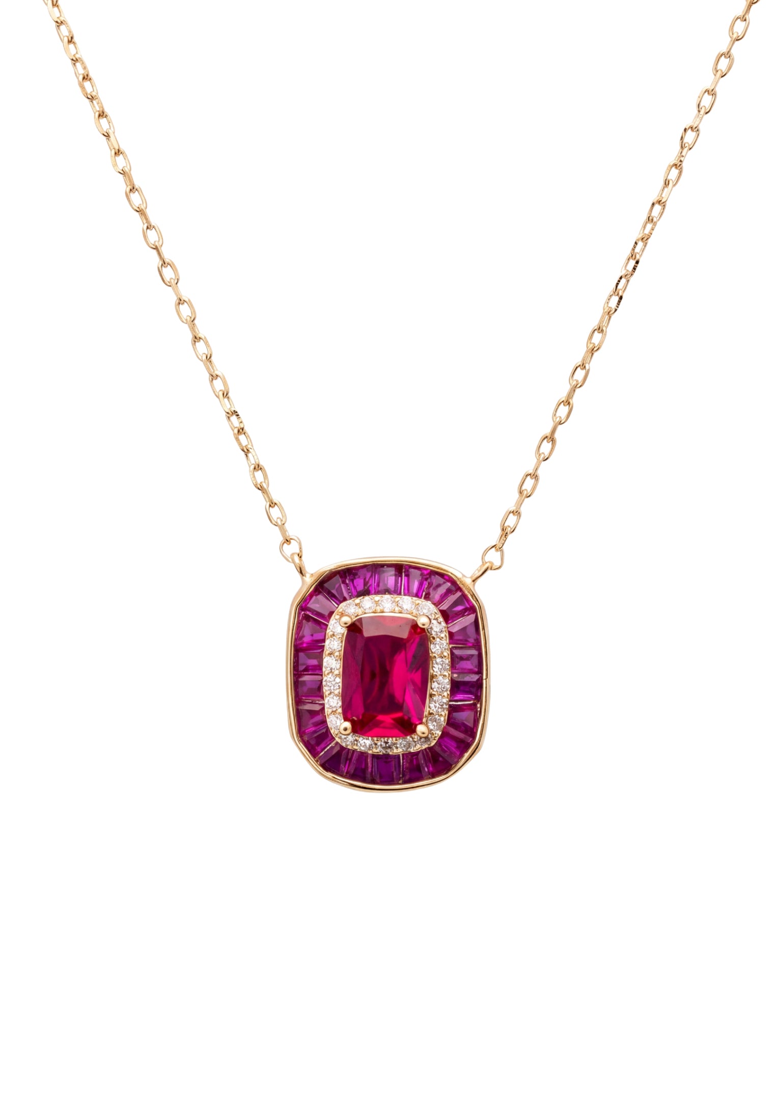 Great Gatsby Collier pendentif Rubis Doré