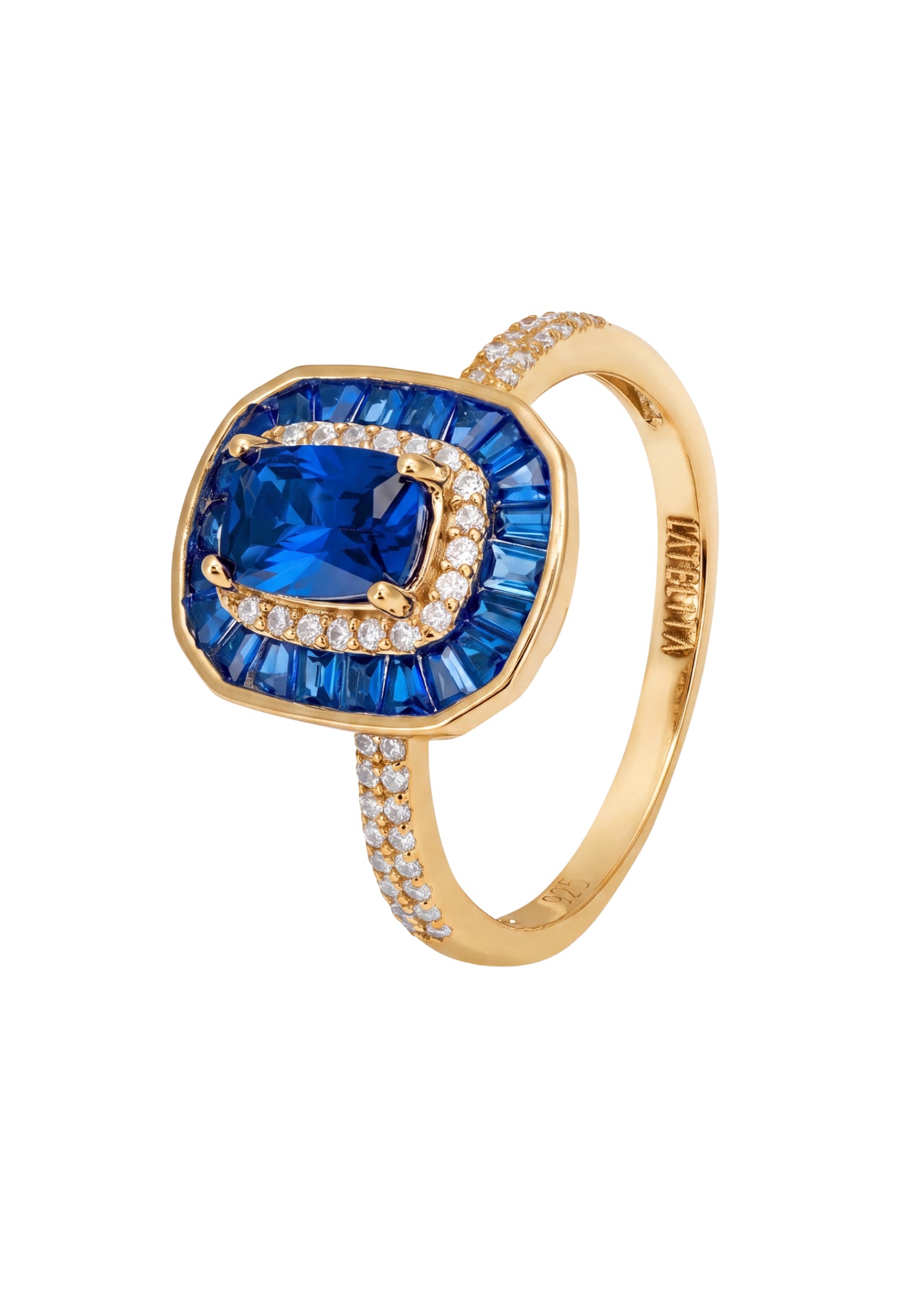 Great Gatsby Cocktailring Saphir Gold