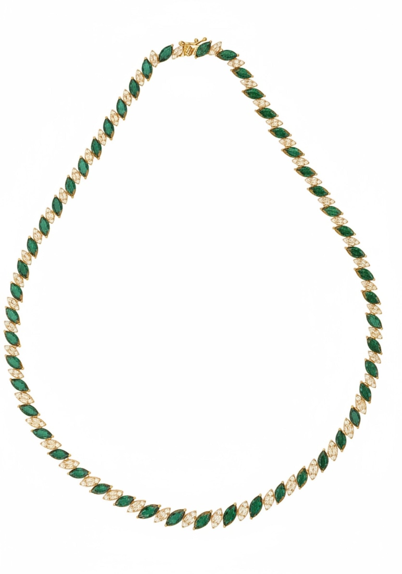 Viscountess Statement Tennis Necklace Emerald Gold