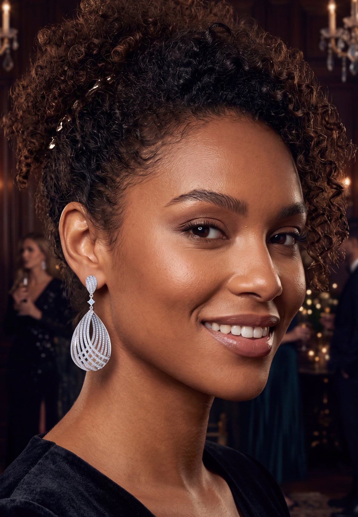 Vortex Teardrop Earrings Light Aquamarine Silver