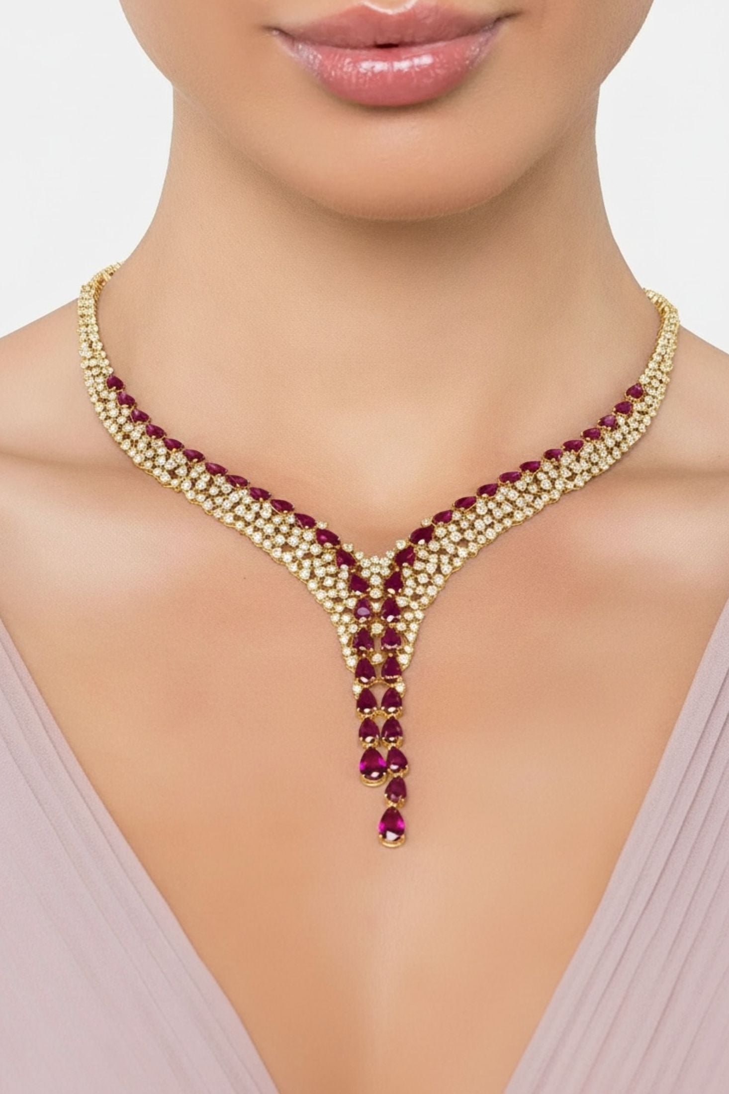 Worn by a model.