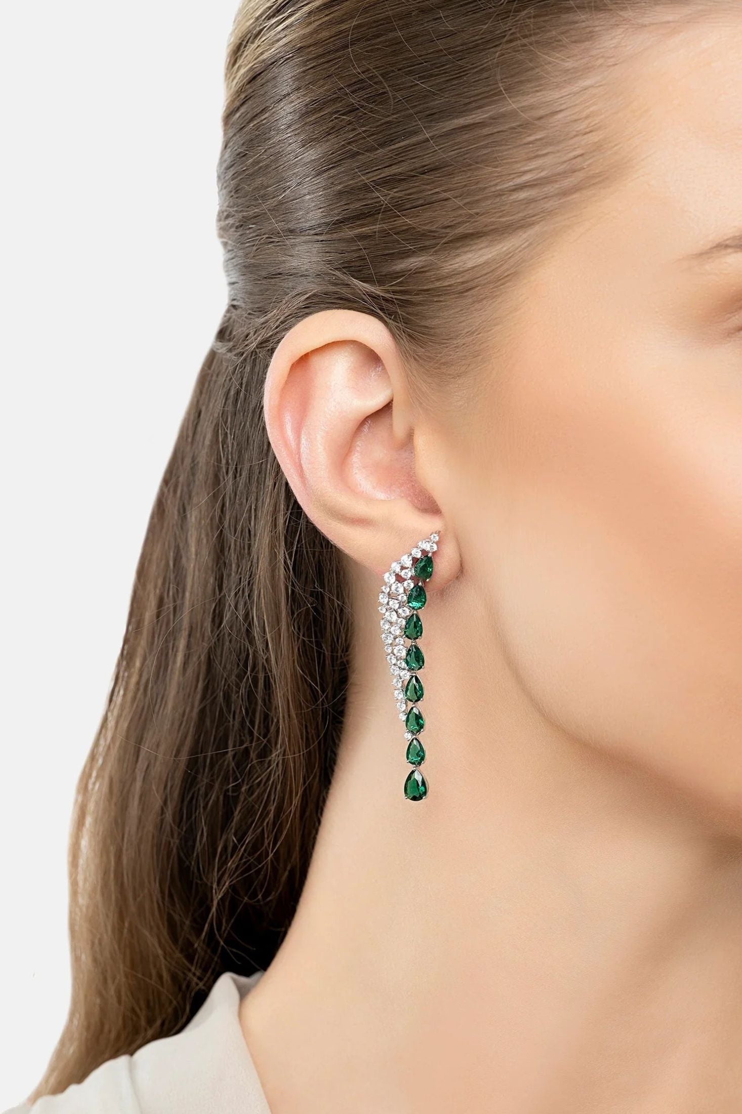 Worn by a model.