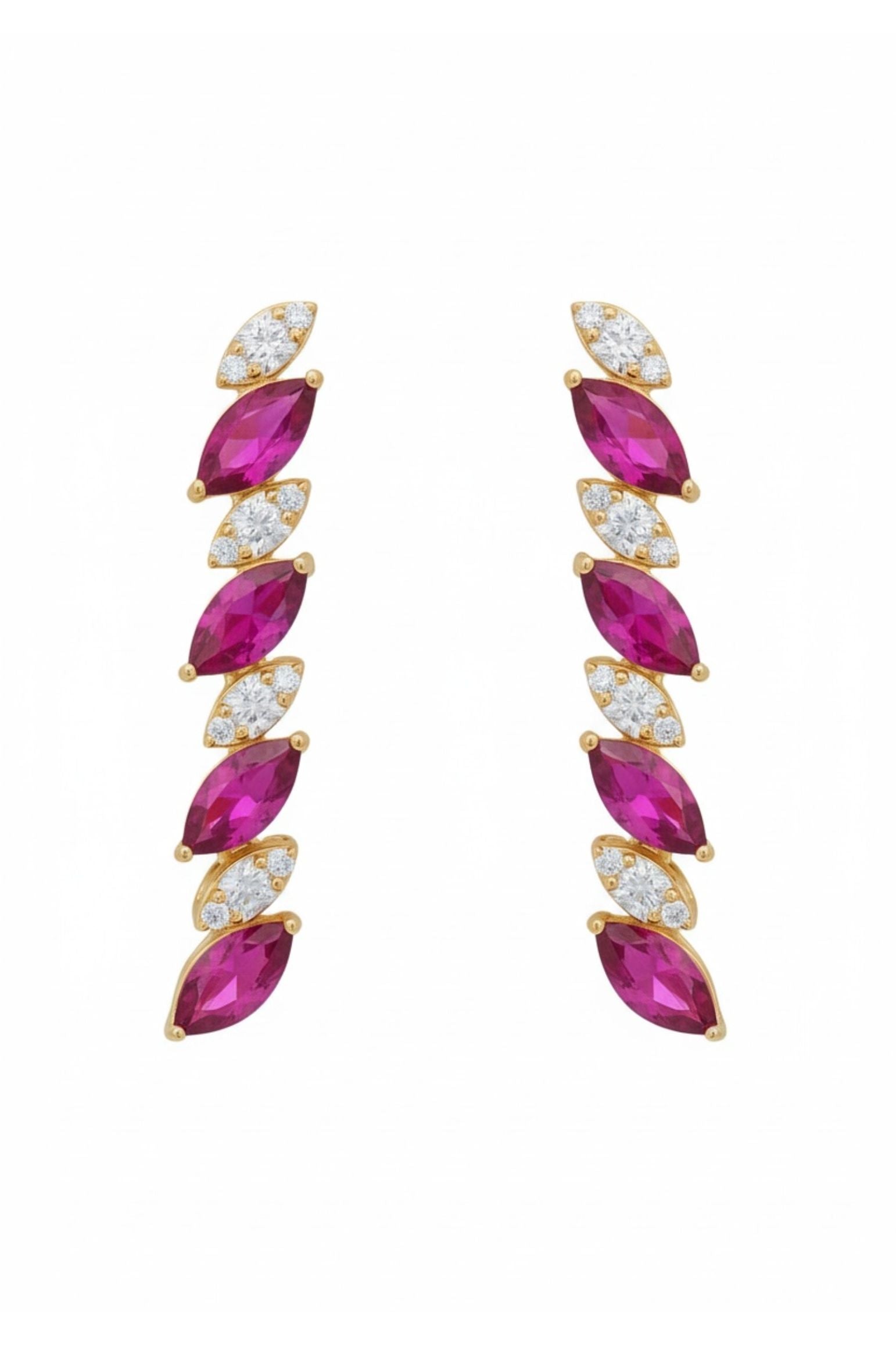Diamond and ruby gold earrings.
