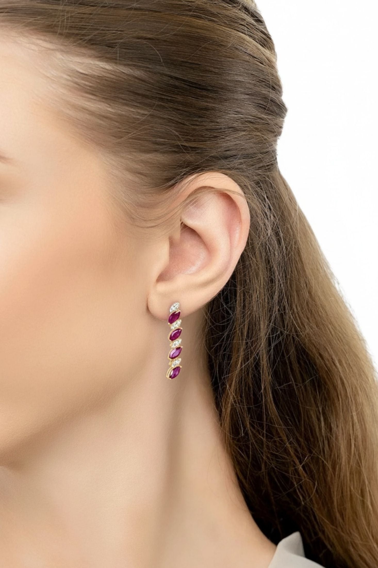 Worn by a model.