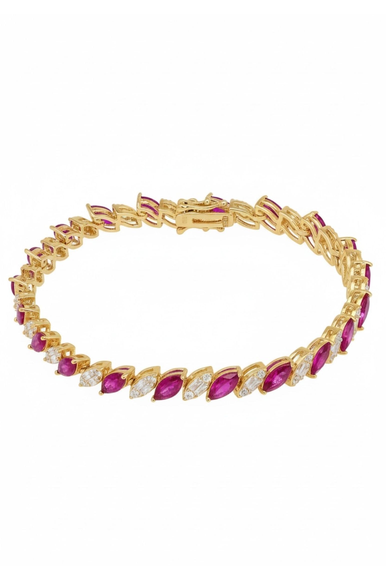 Diamond and ruby gold bracelet.