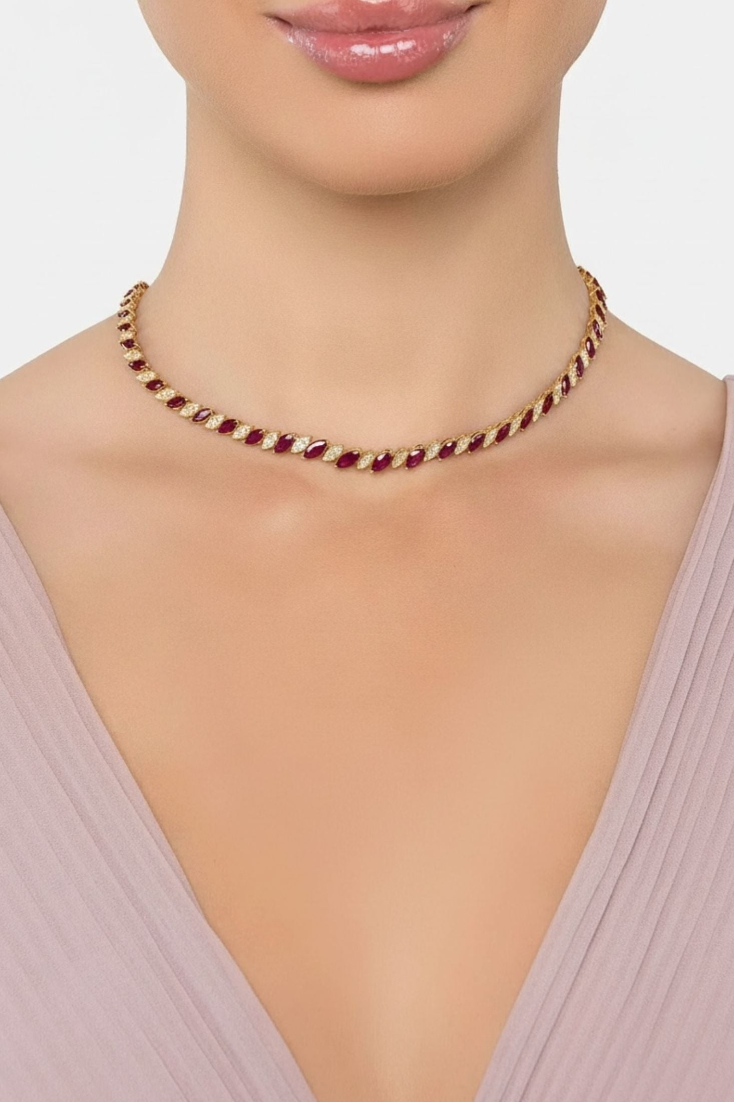 Worn by a model.