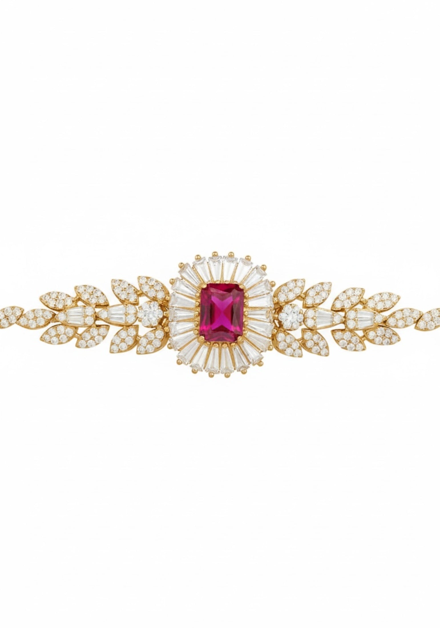 Floral ruby and diamond bracelet.