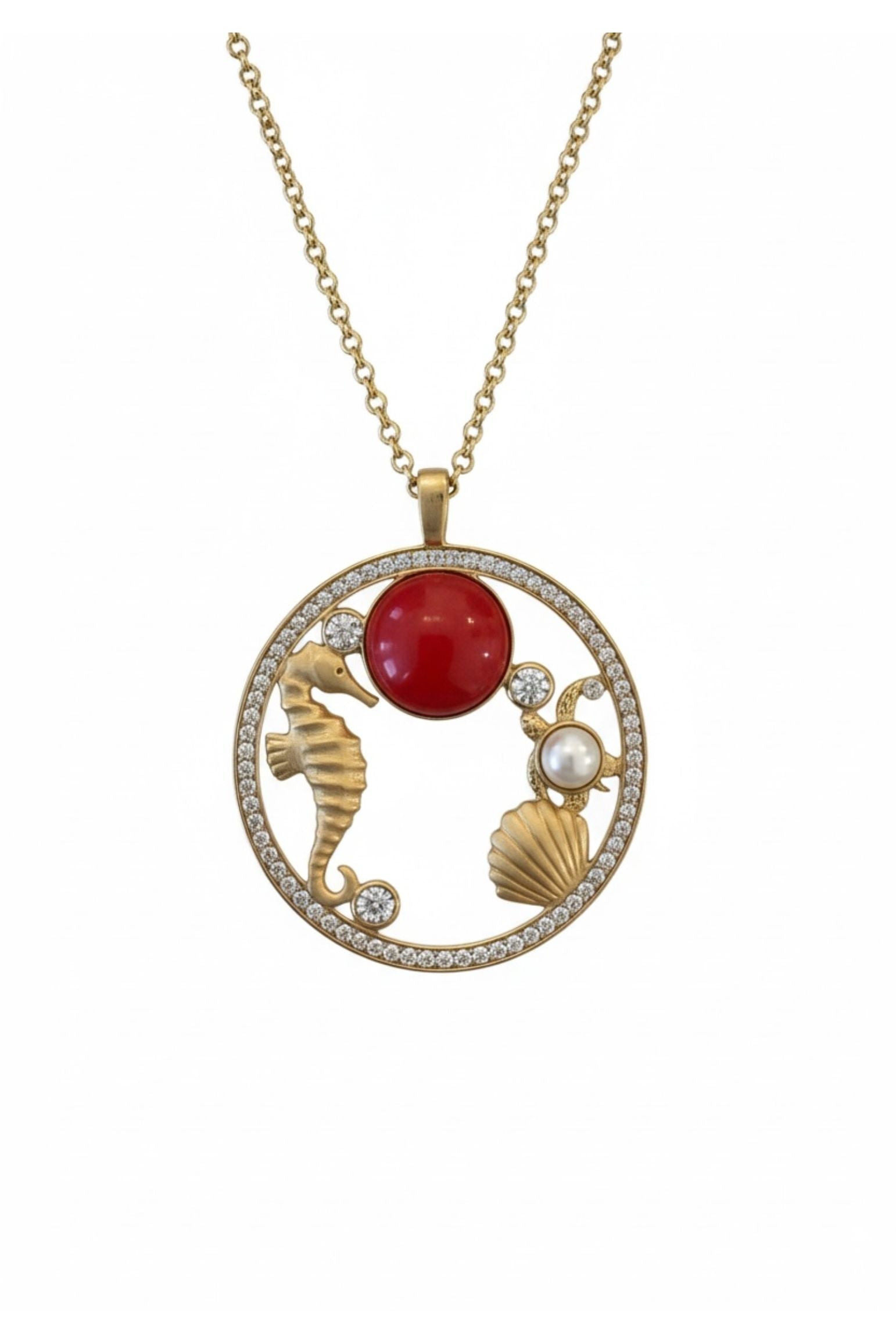 Oceanic Wonderland Necklace Coral Gold
