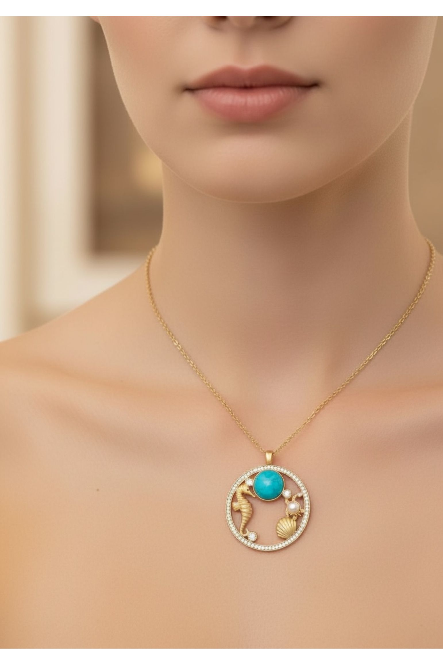 Oceanic Wonderland Necklace Turquoise Gold