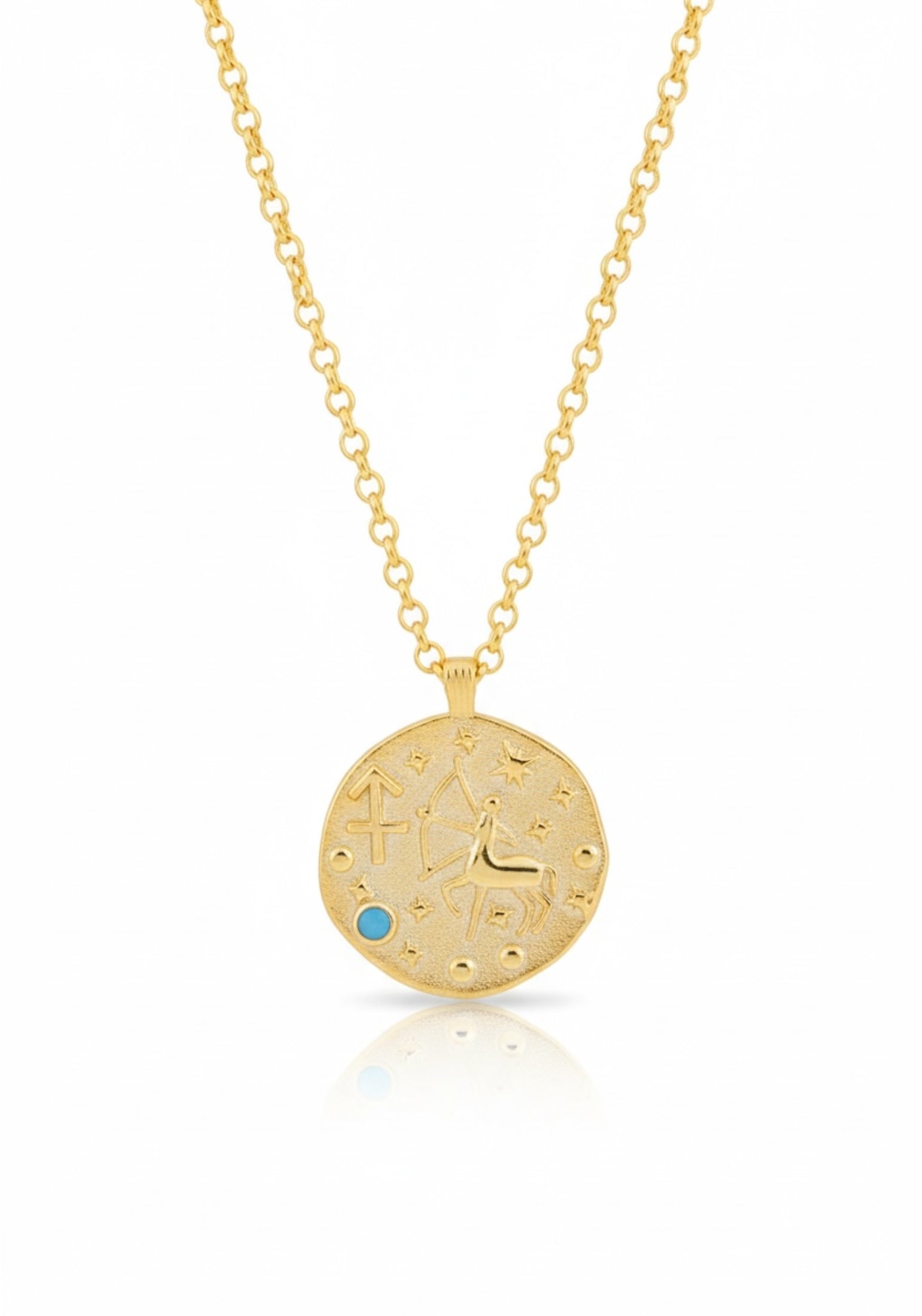 Zodiac Birthstone Talisman Necklace Sagittarius Gold