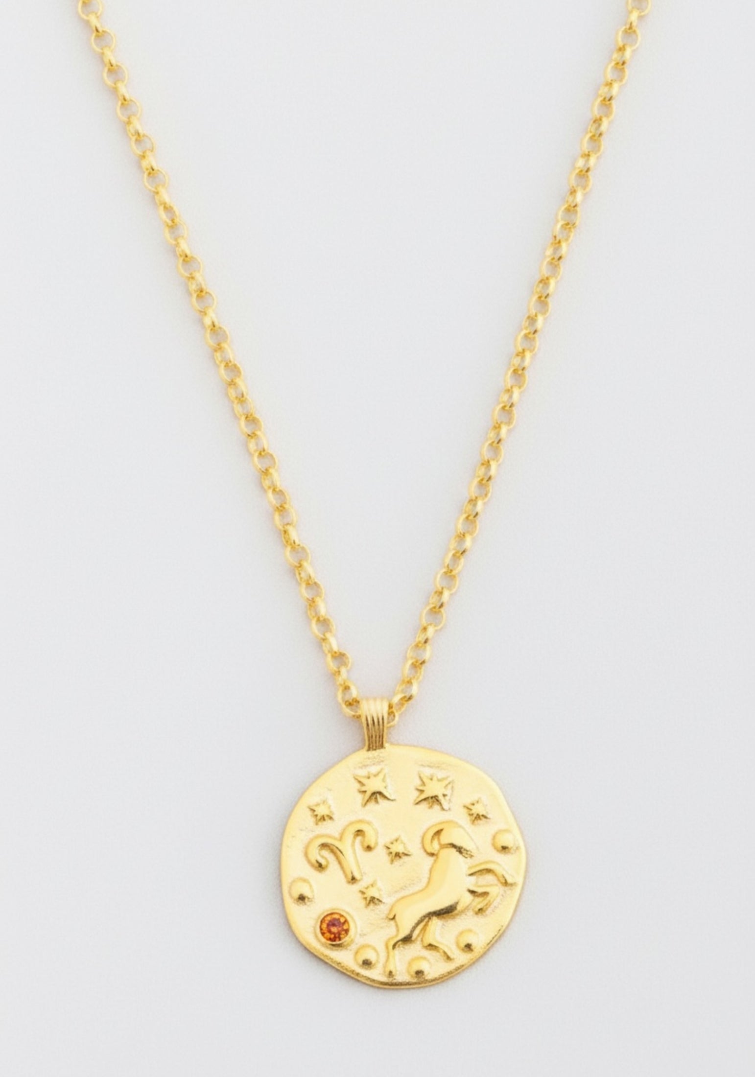Zodiac Birthstone Talisman Necklace Aries Gold