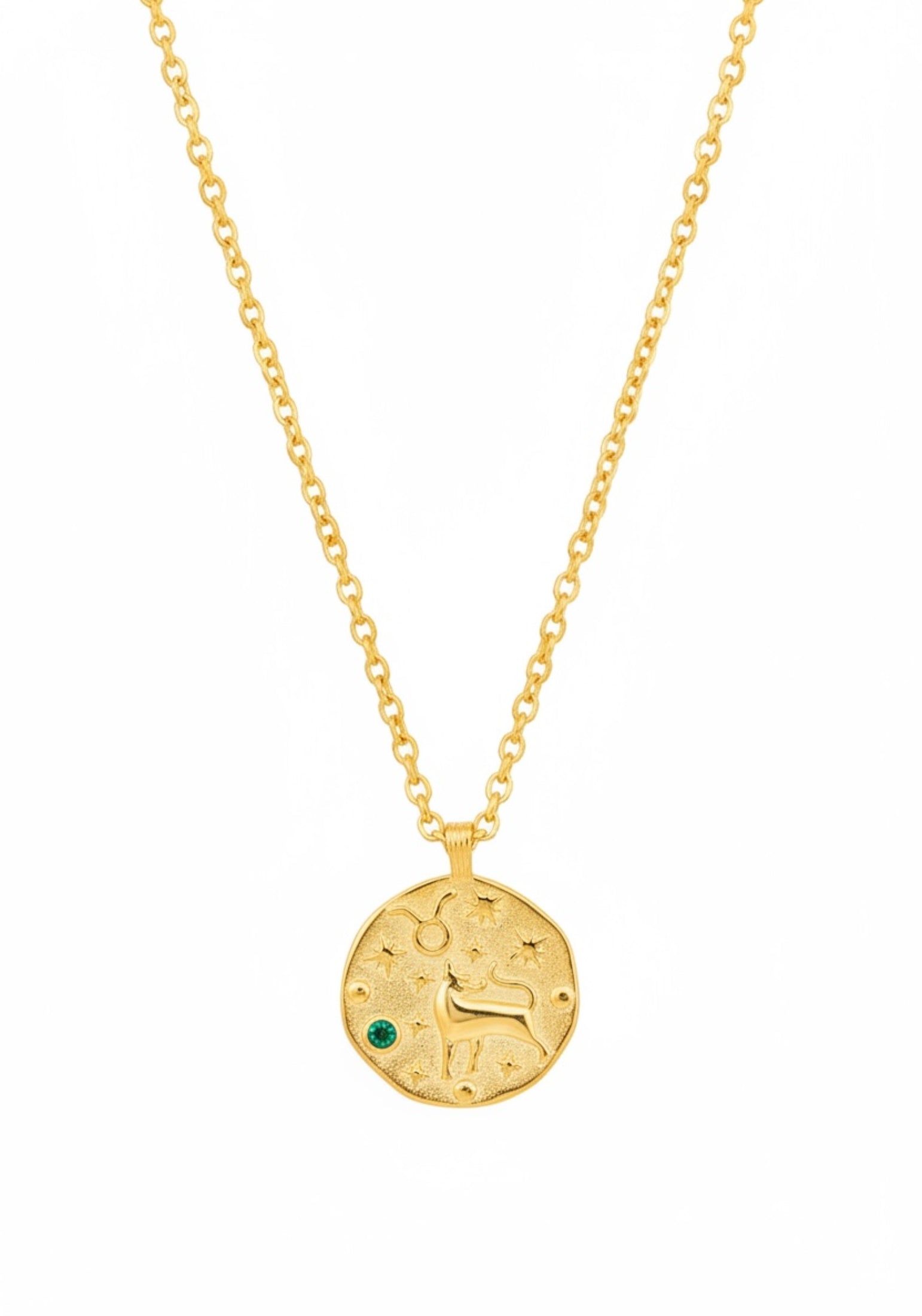 Zodiac Birthstone Talisman Necklace Taurus Gold