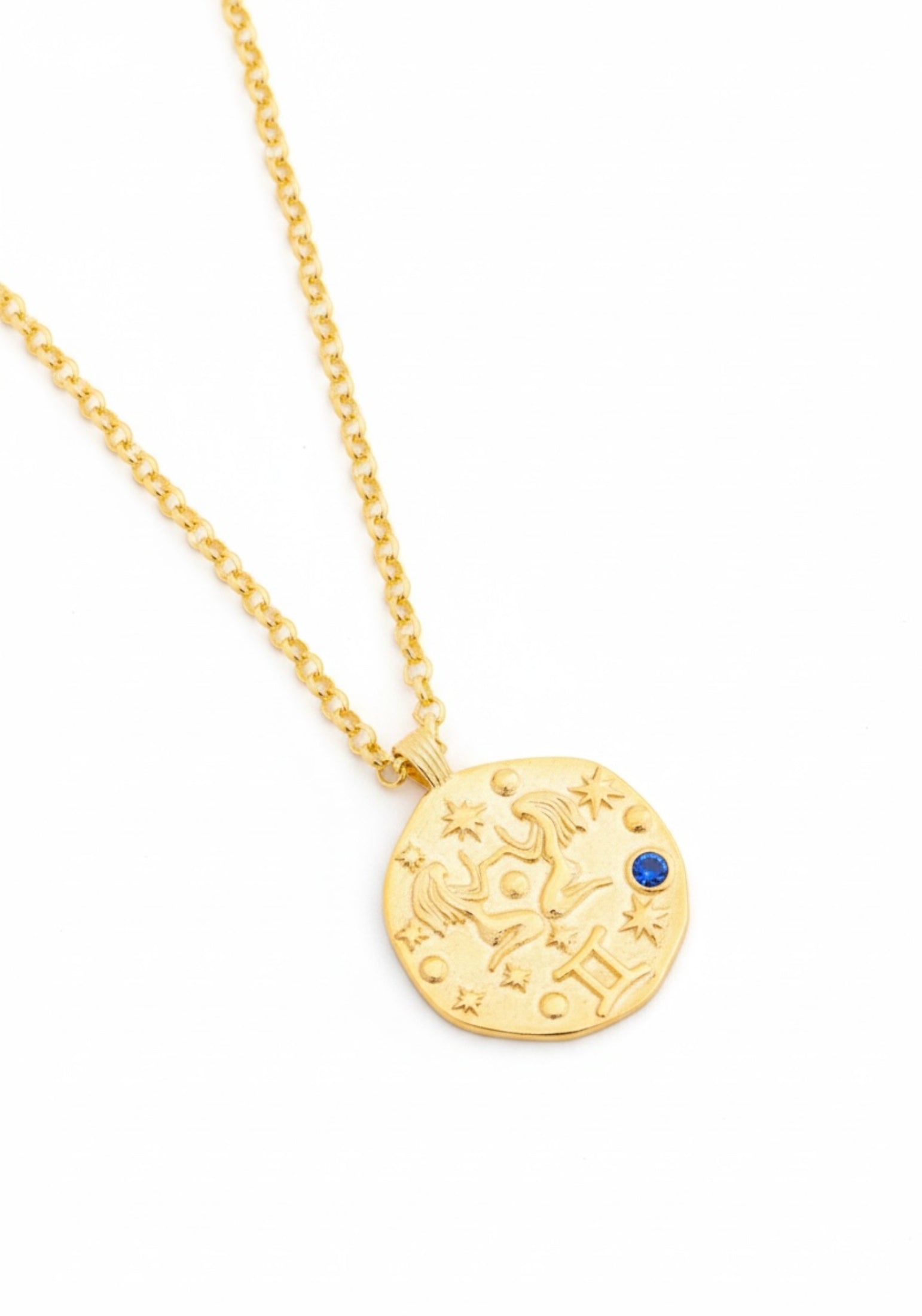 Zodiac Birthstone Talisman Necklace Gemini Gold