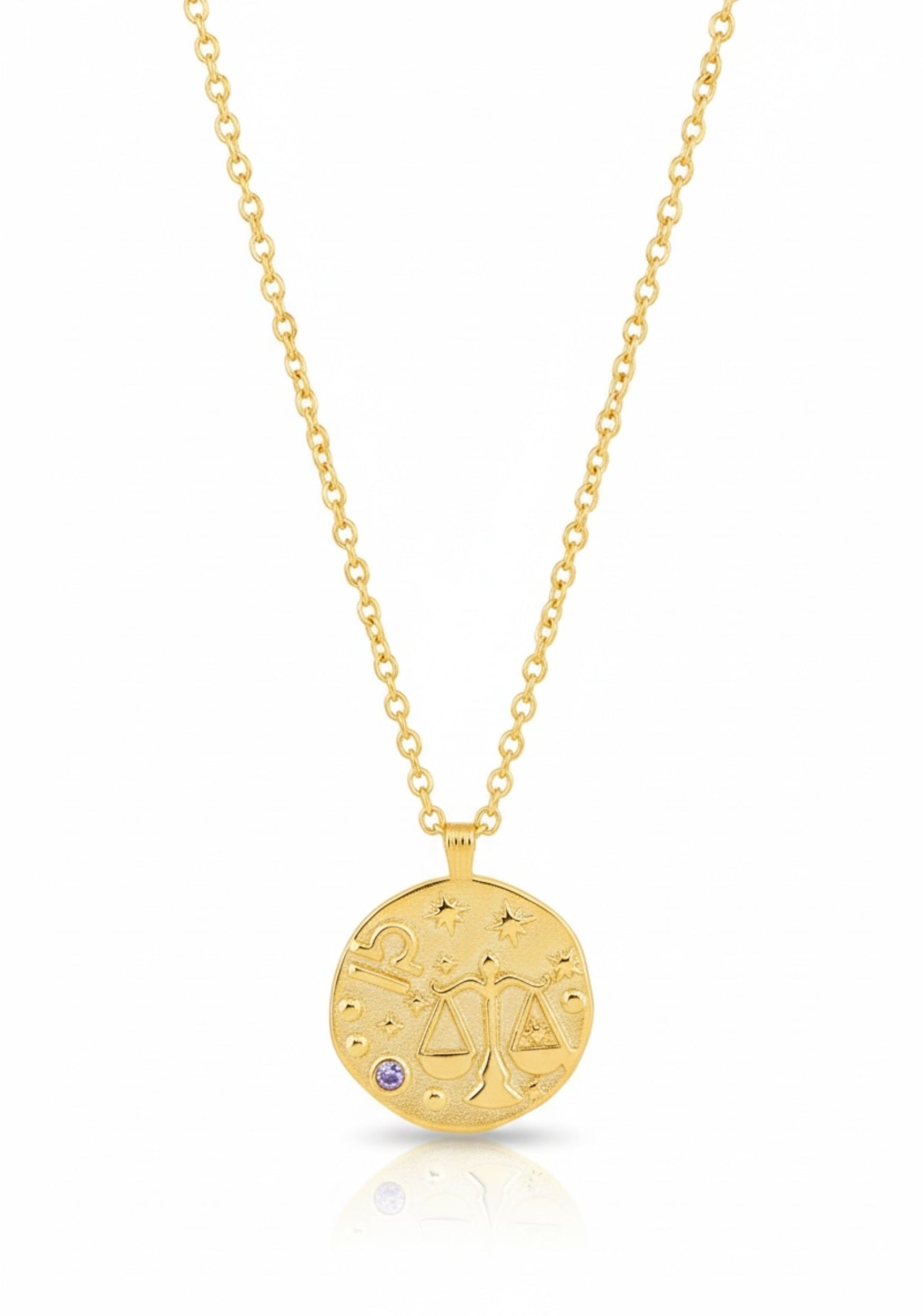 Collar talismán con la piedra de nacimiento del zodíaco Libra en oro