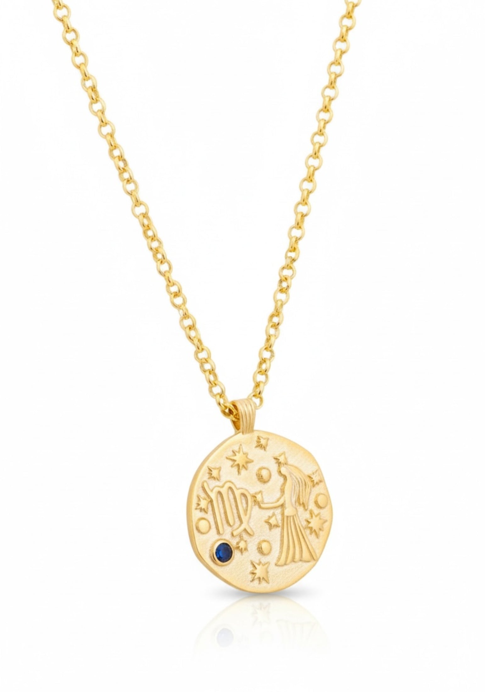 Zodiac Birthstone Talisman Necklace Virgo Gold