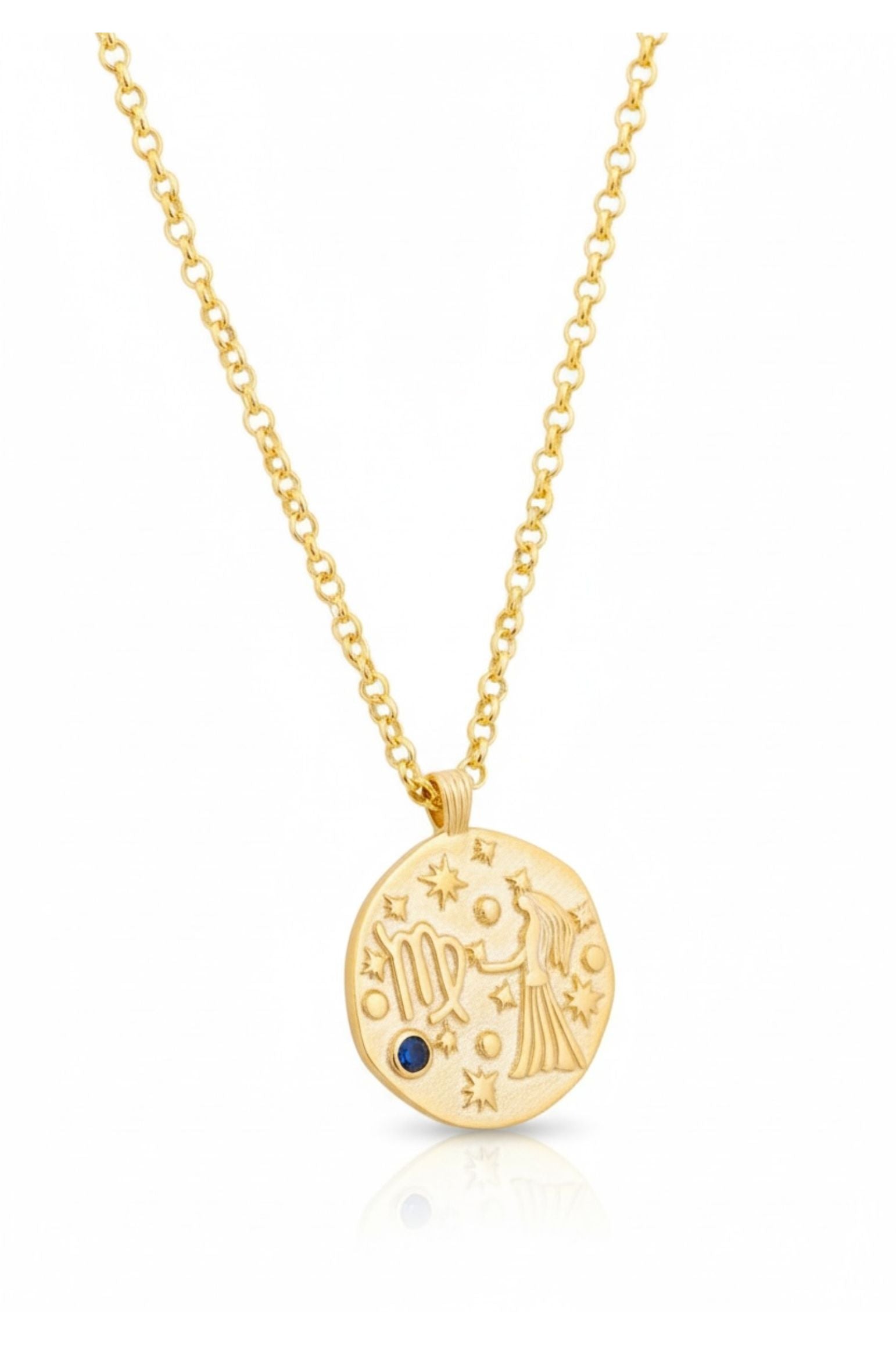Zodiac Birthstone Talisman Necklace Virgo Gold