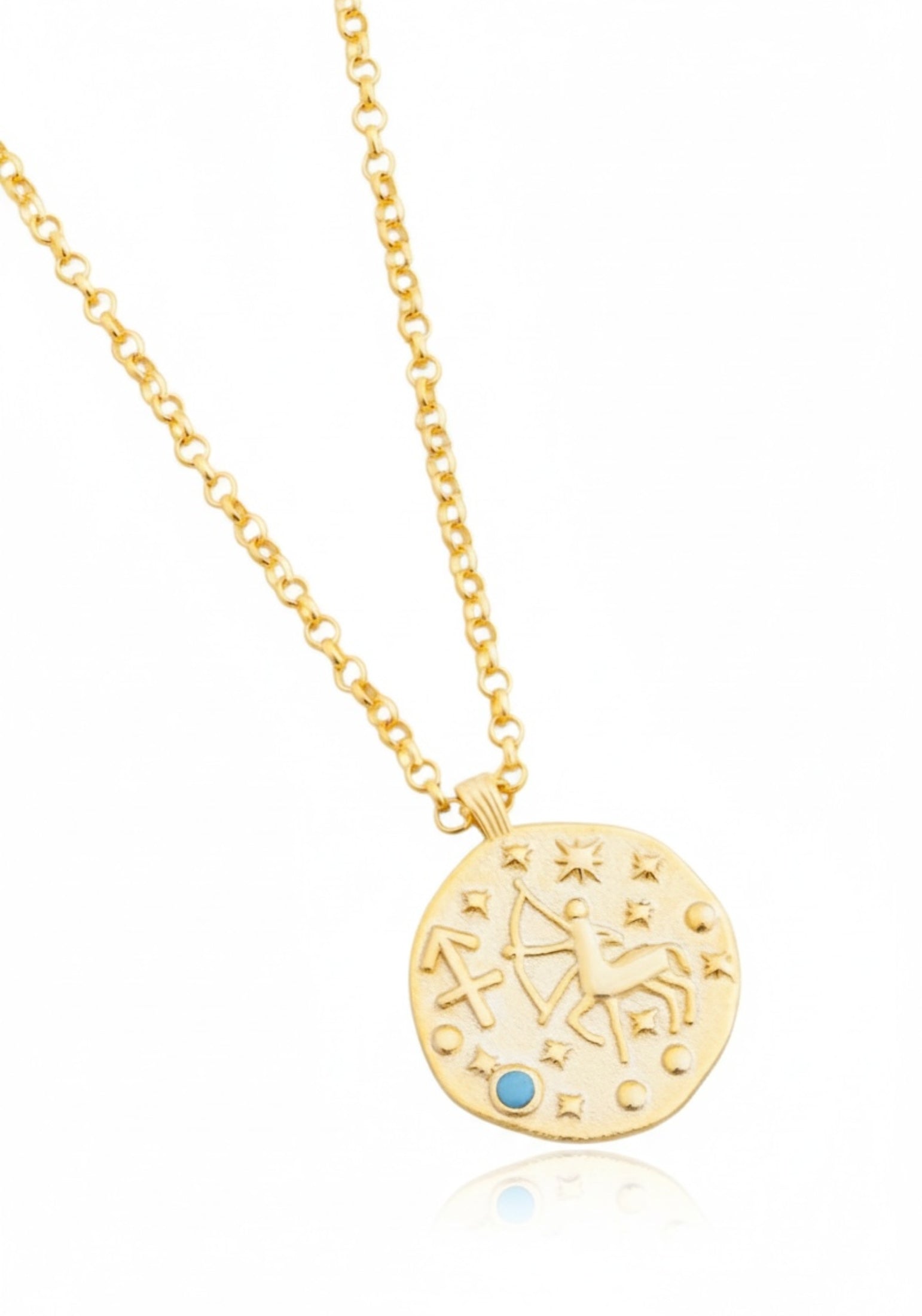 Zodiac Birthstone Talisman Necklace Sagittarius Gold