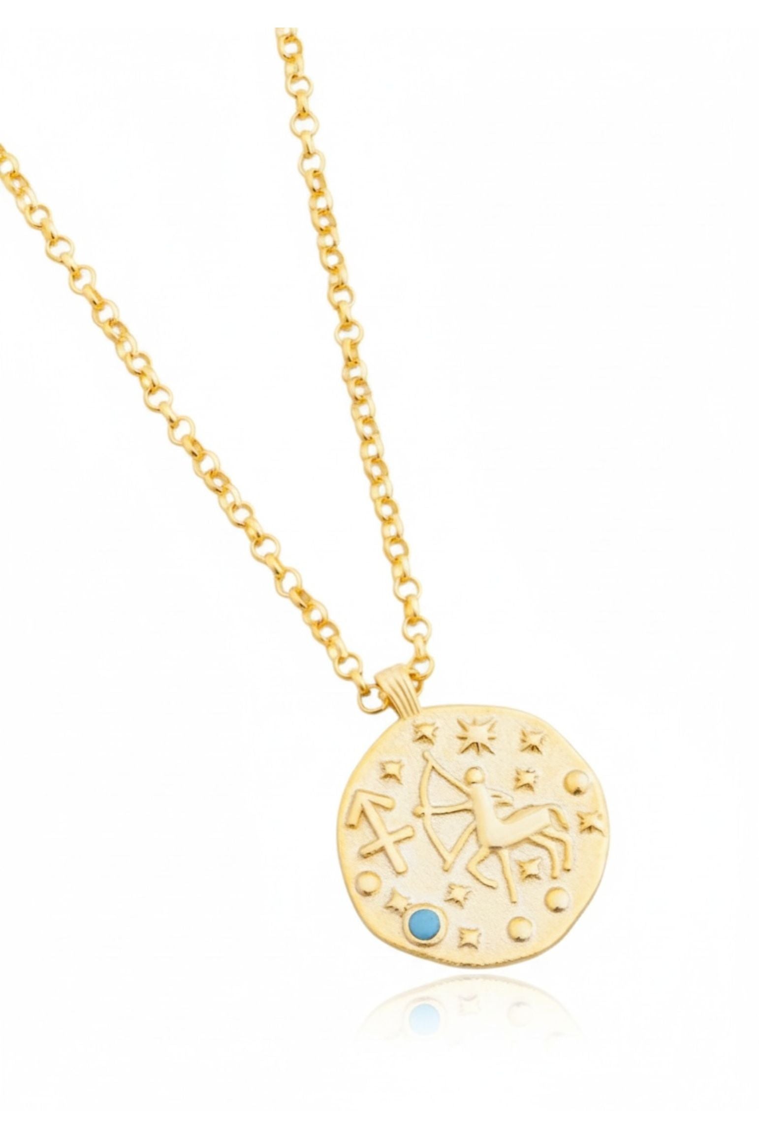 Zodiac Birthstone Talisman Necklace Sagittarius Gold