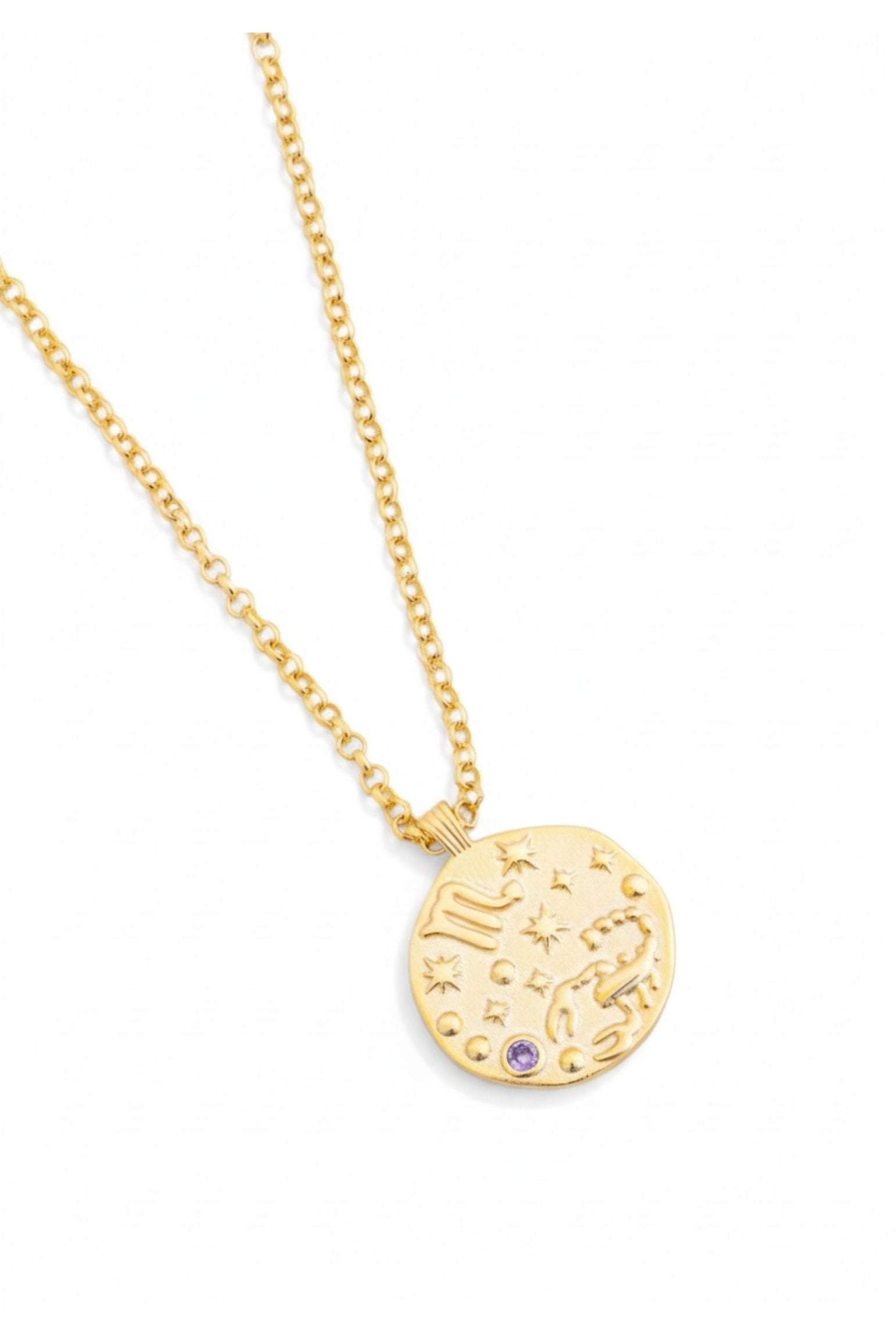 Zodiac Birthstone Talisman Necklace Scorpio Gold