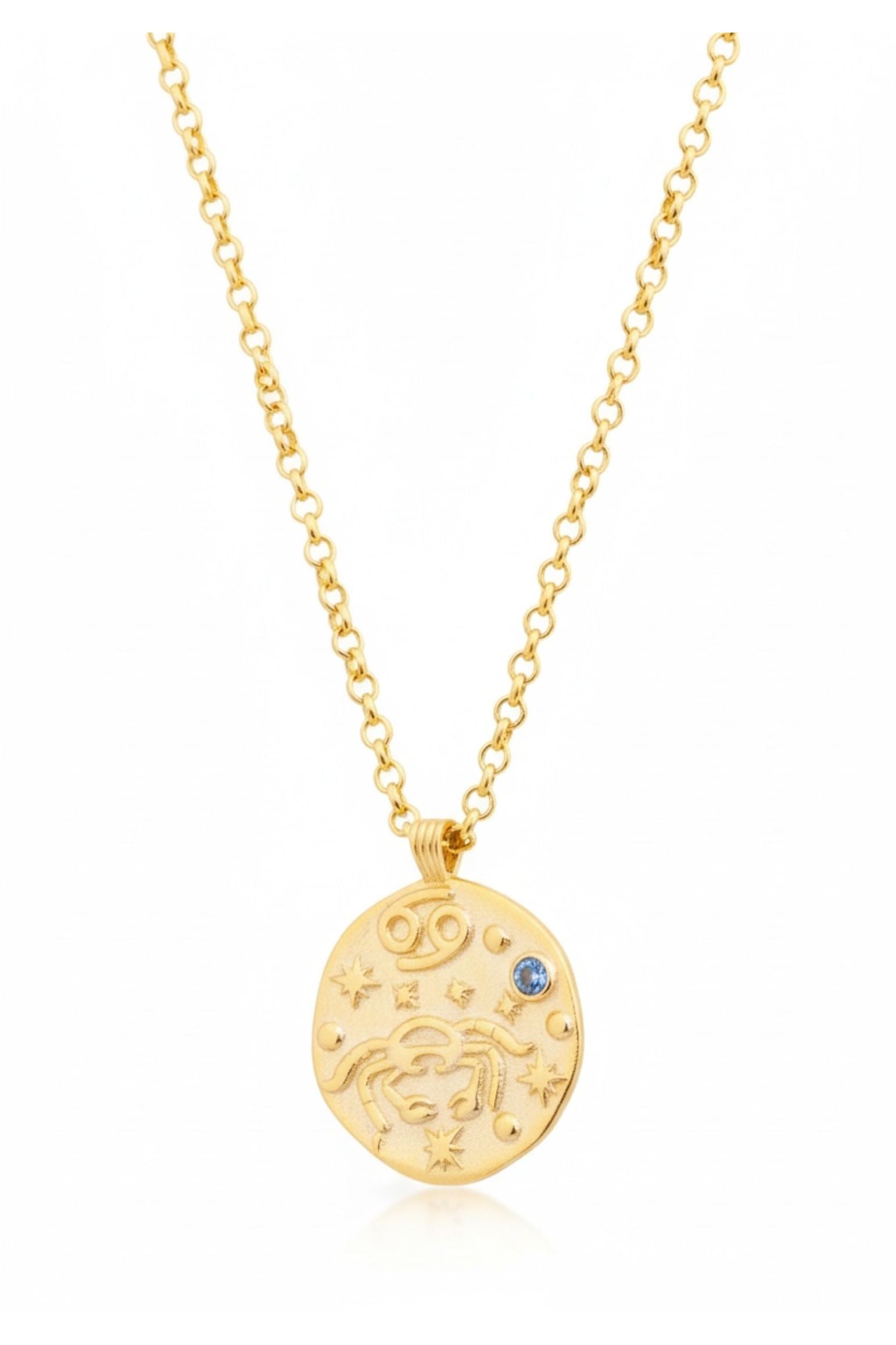 Zodiac Birthstone Talisman Necklace Cancer Gold