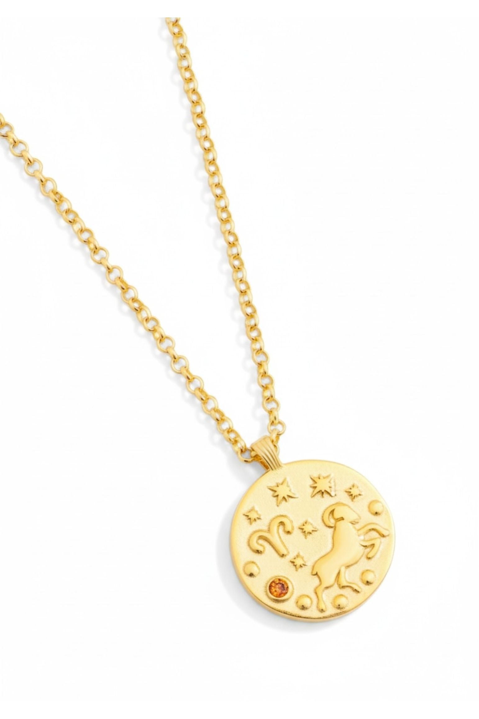 Zodiac Birthstone Talisman Necklace Aries Gold