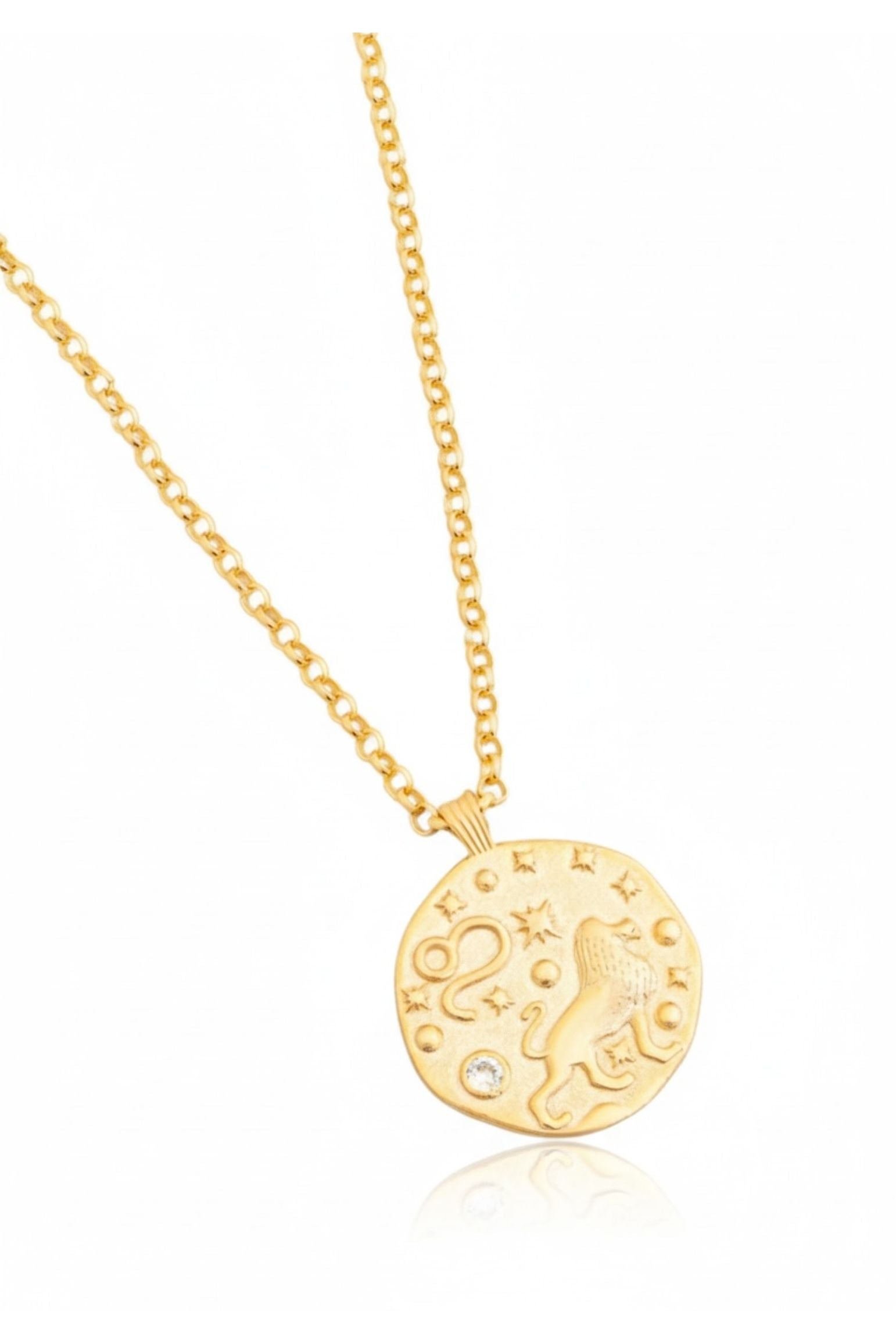Zodiac Birthstone Talisman Necklace Leo Gold