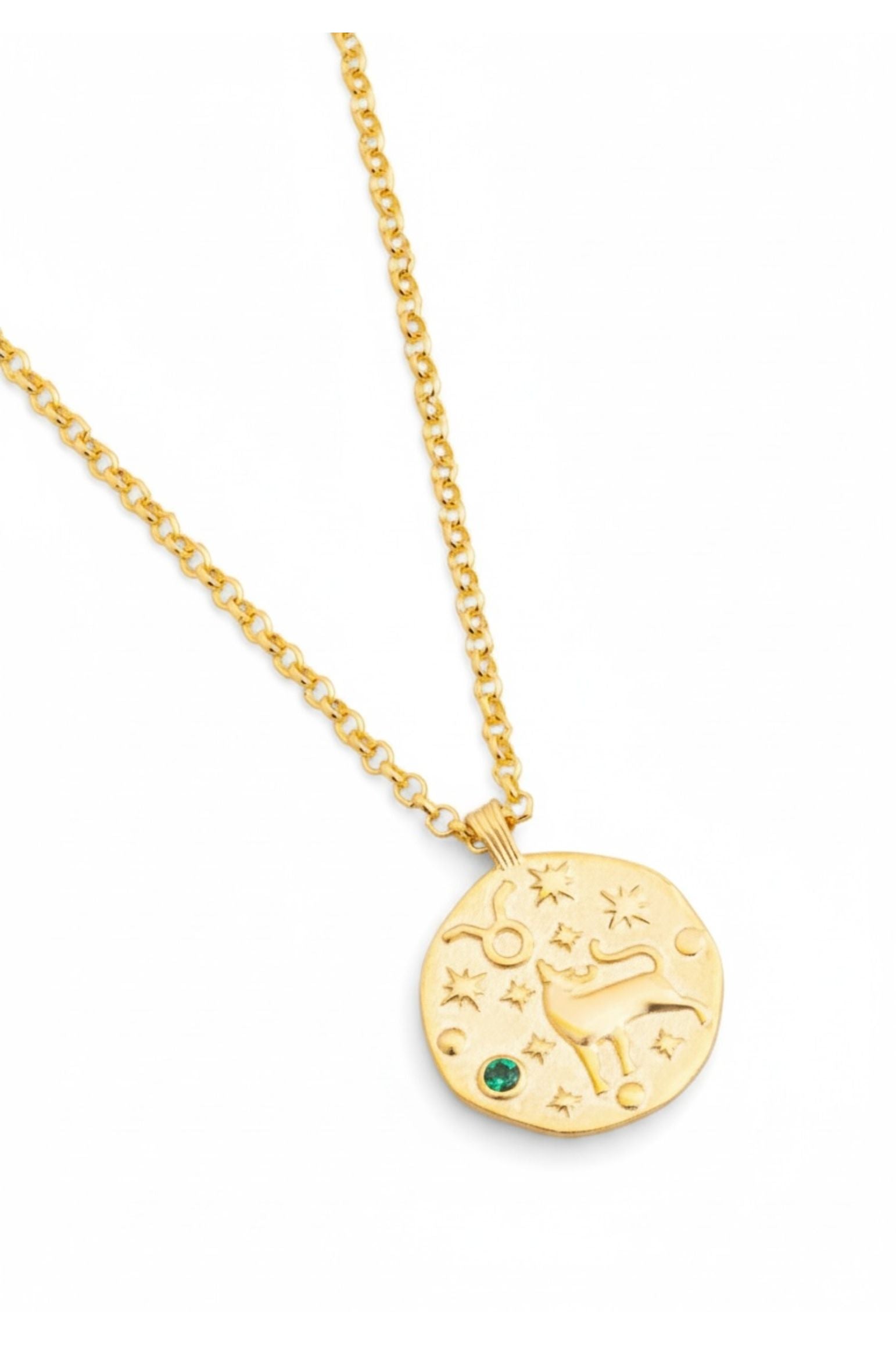 Zodiac Birthstone Talisman Necklace Taurus Gold