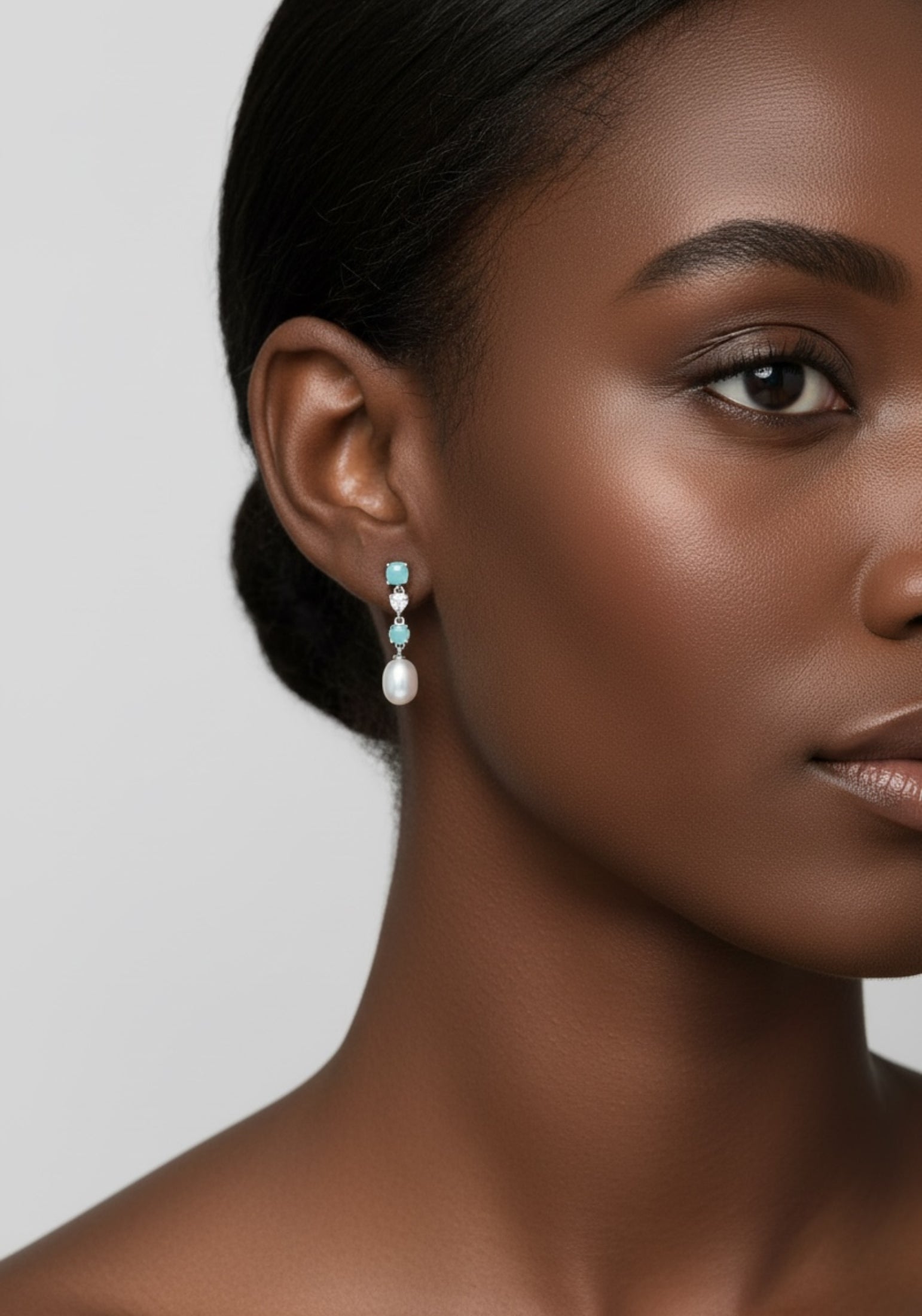 Pearl Whisper Drop Earrings Paraiba Tourmaline Silver