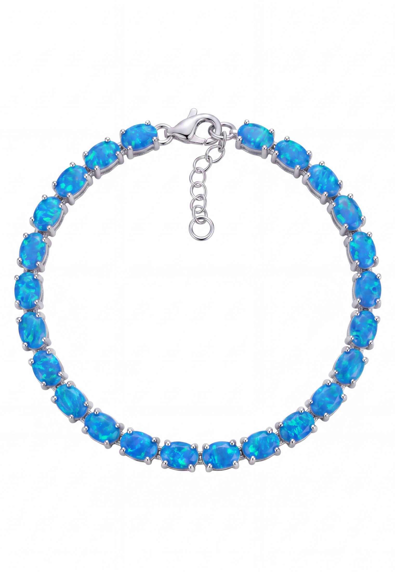 Tennisarmband mit blauem Opal, Silber