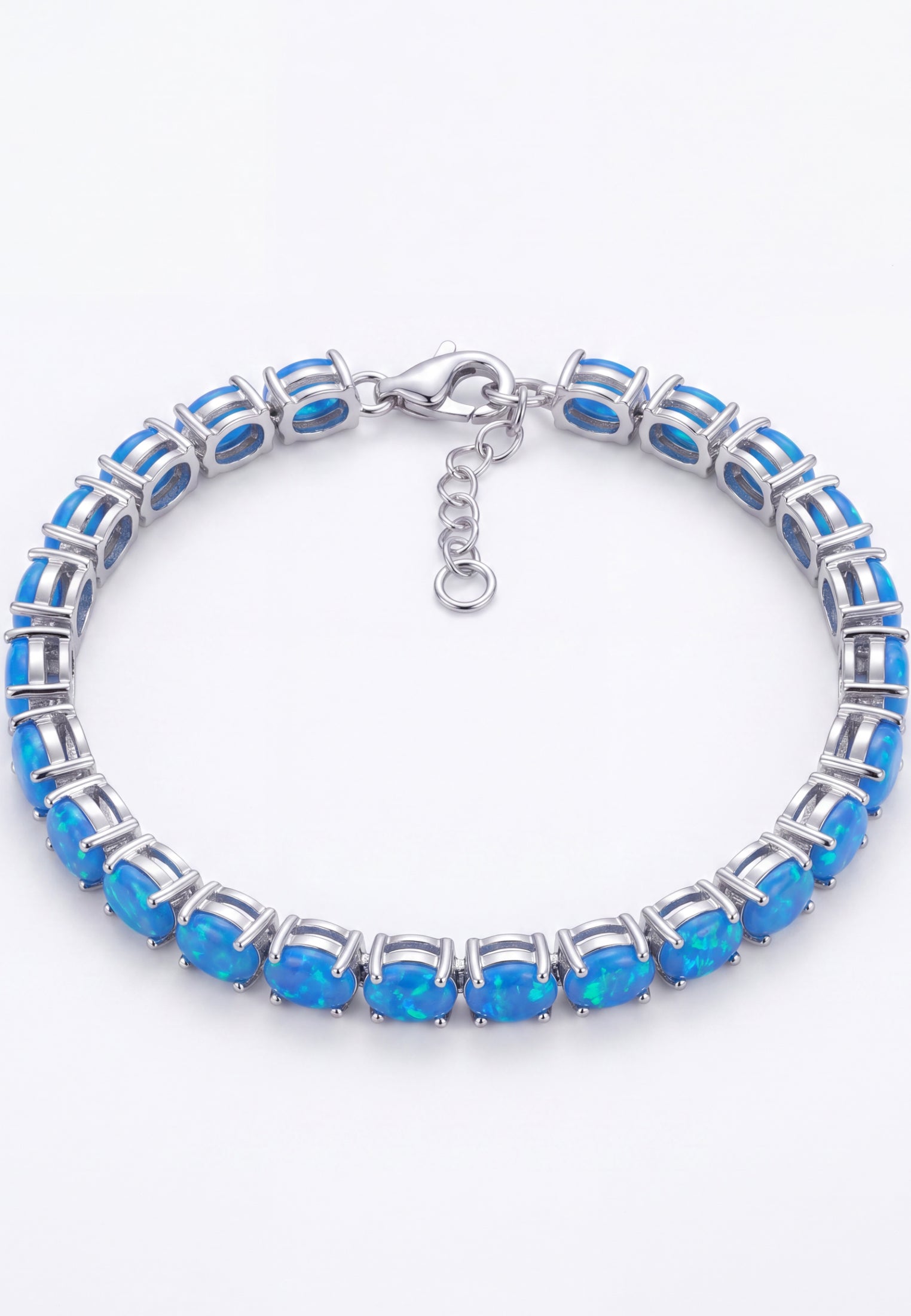 Tennisarmband mit blauem Opal, Silber