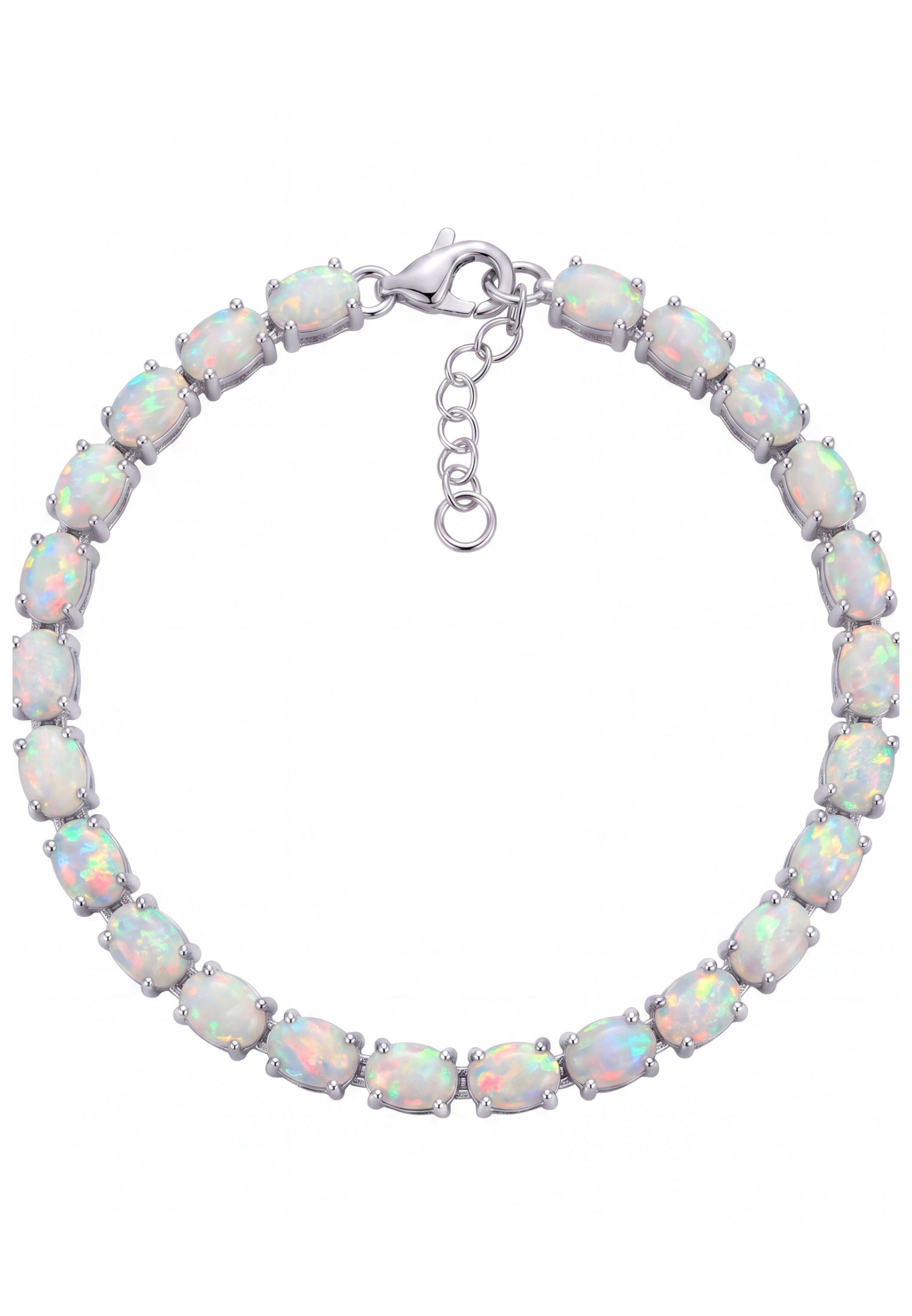 Tennisarmband aus weißem Opal, Silber