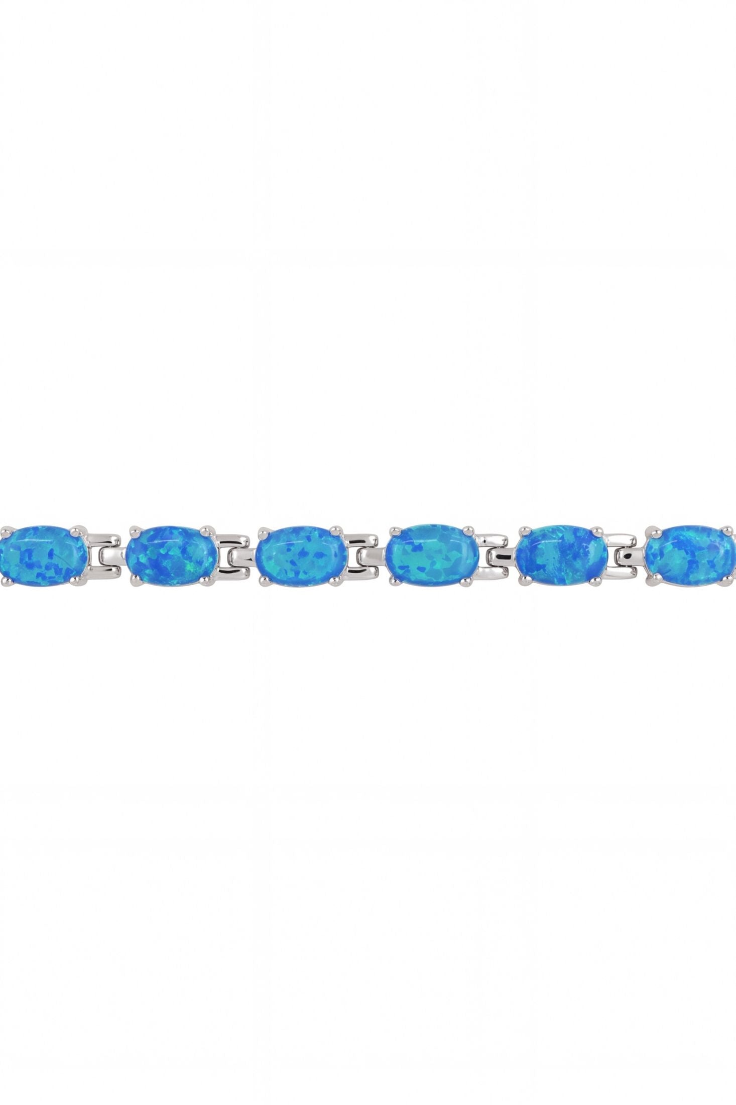 Close-up of Blue Opal Tennis Bracelet Silver, highlighting silver finish.