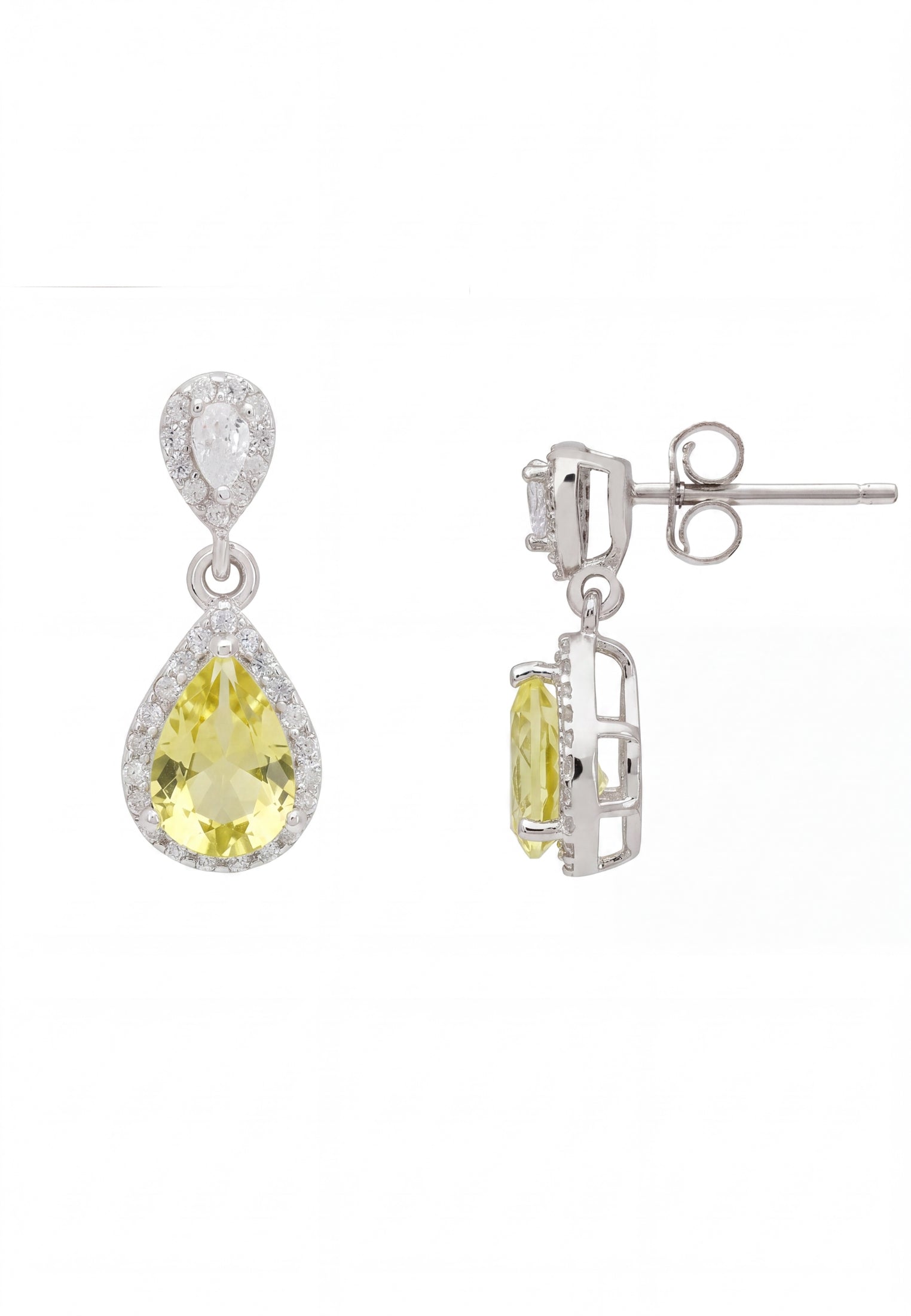 Phillippa Drop Earrings Yellow Topaz Silver
