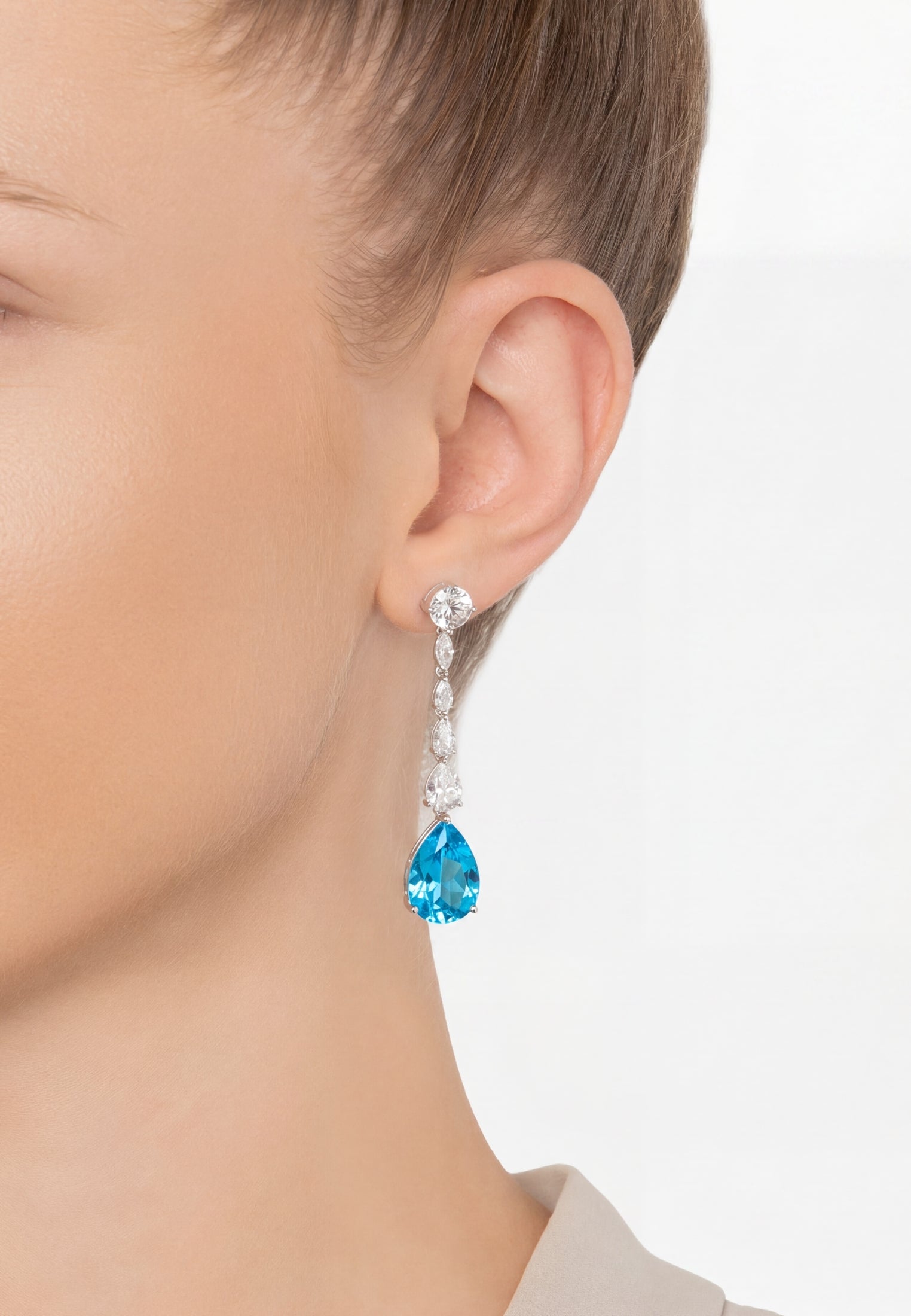 Bardot Blue Topaz Drop Earrings Silver