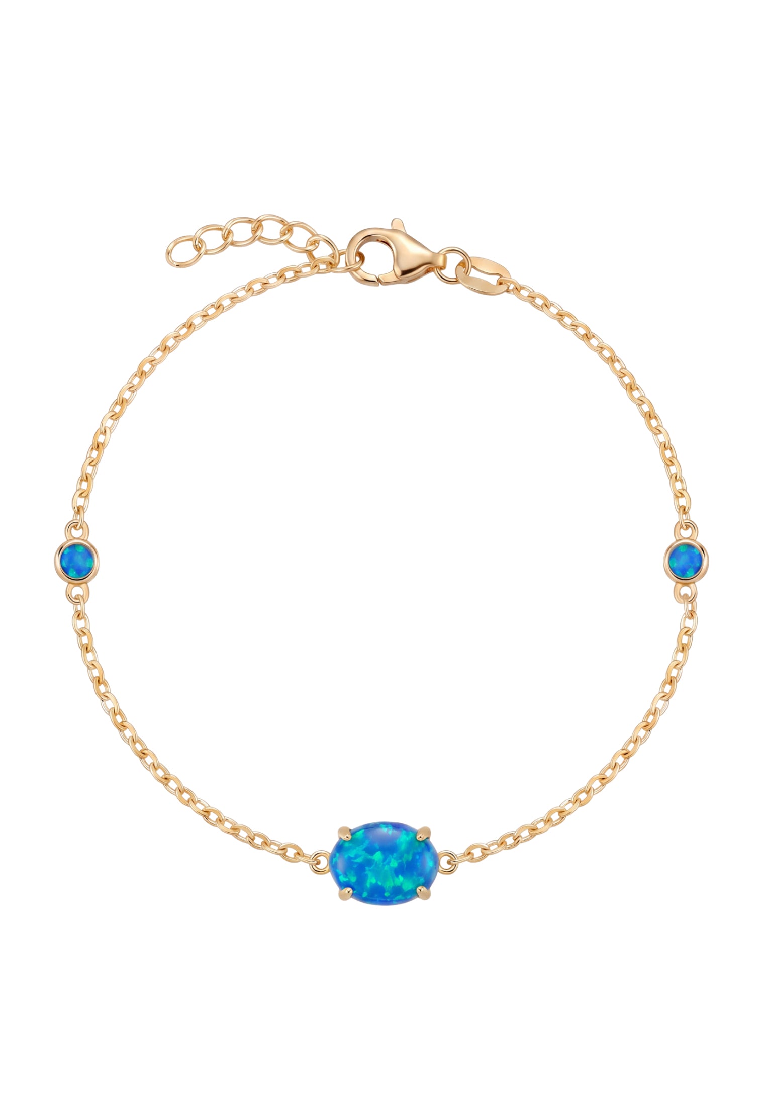 Oval Blue Opal Bracelet Gold