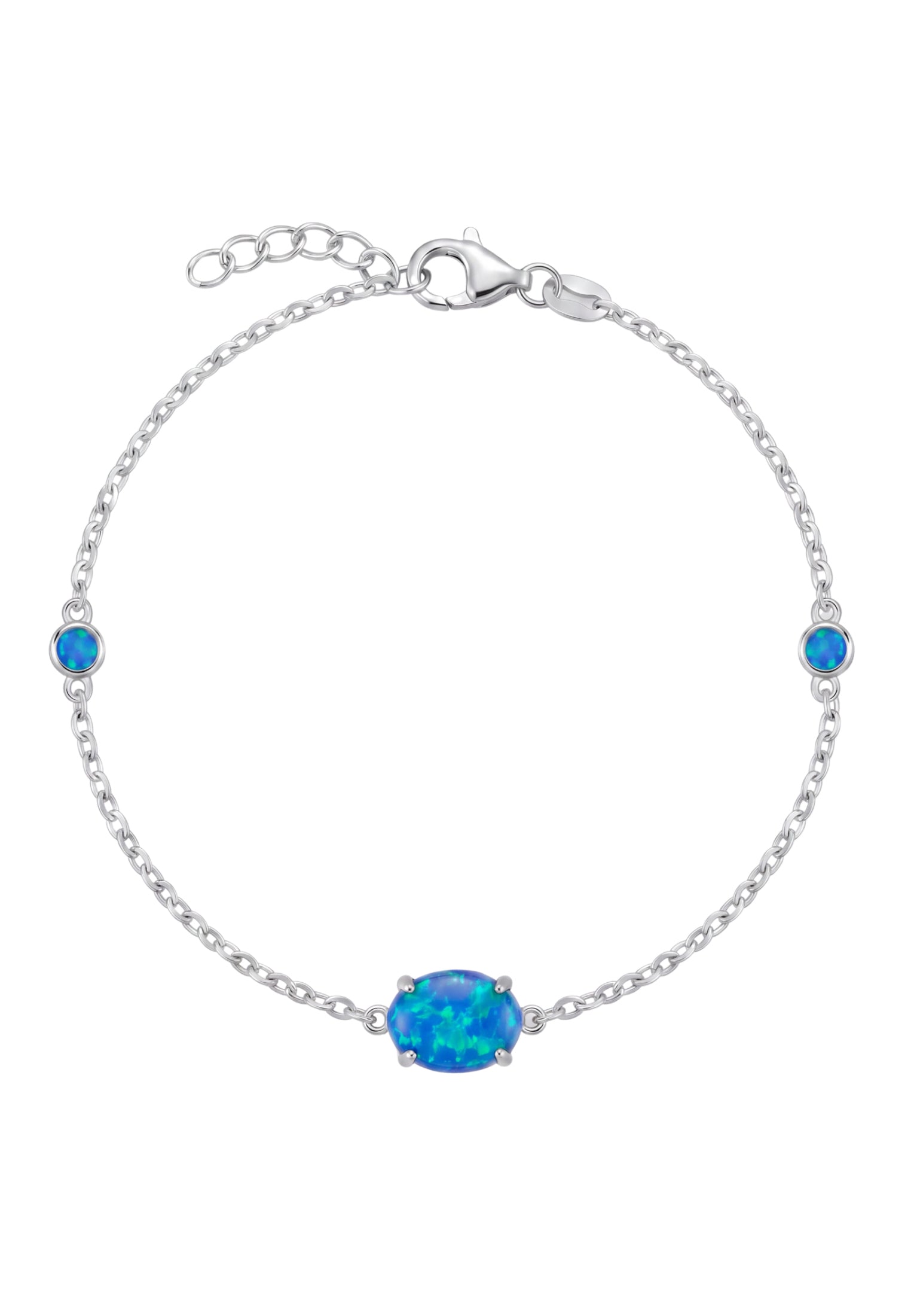 Oval Blue Opal Bracelet Silver