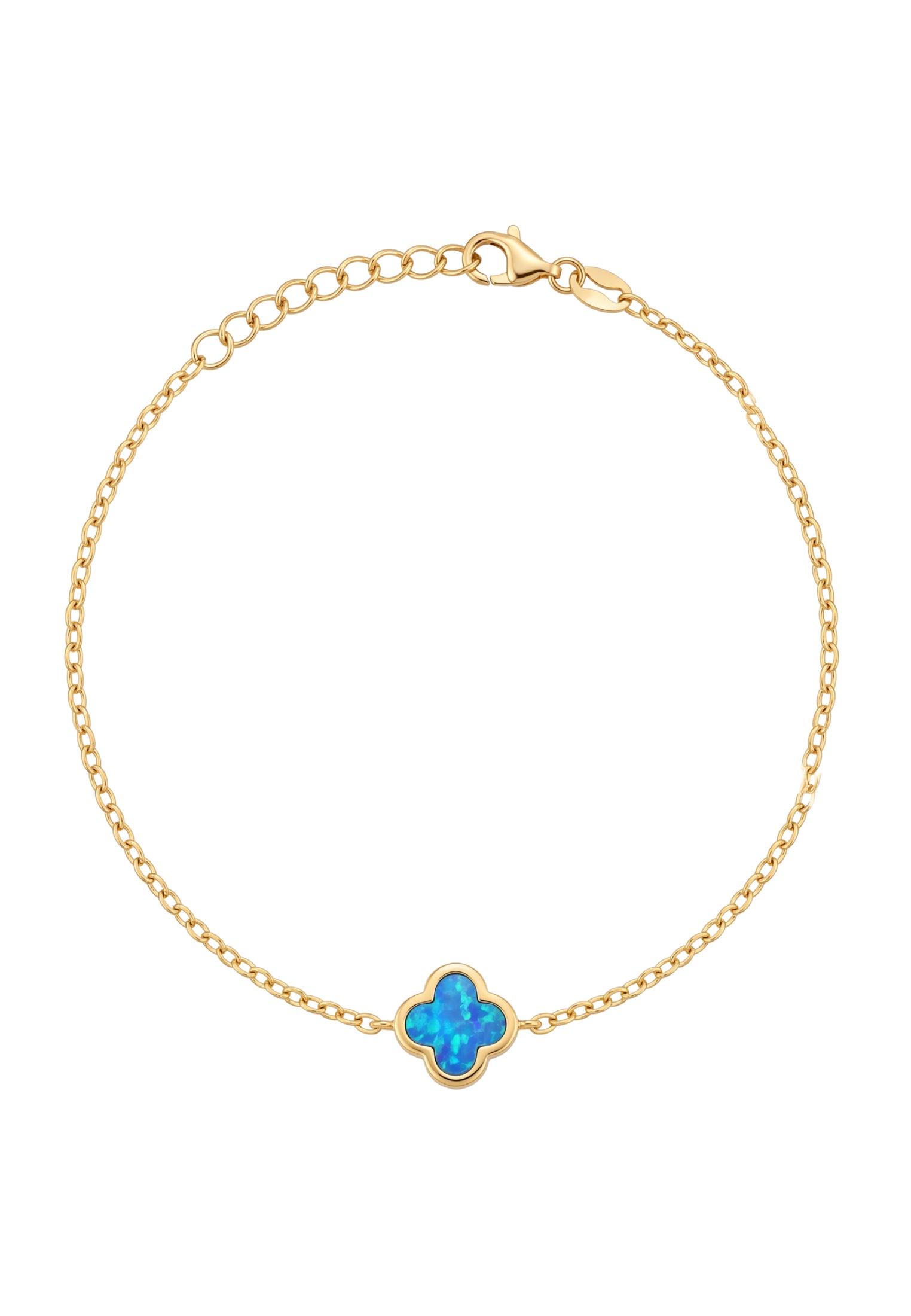 Flower Clover Blue Opal Bracelet Gold