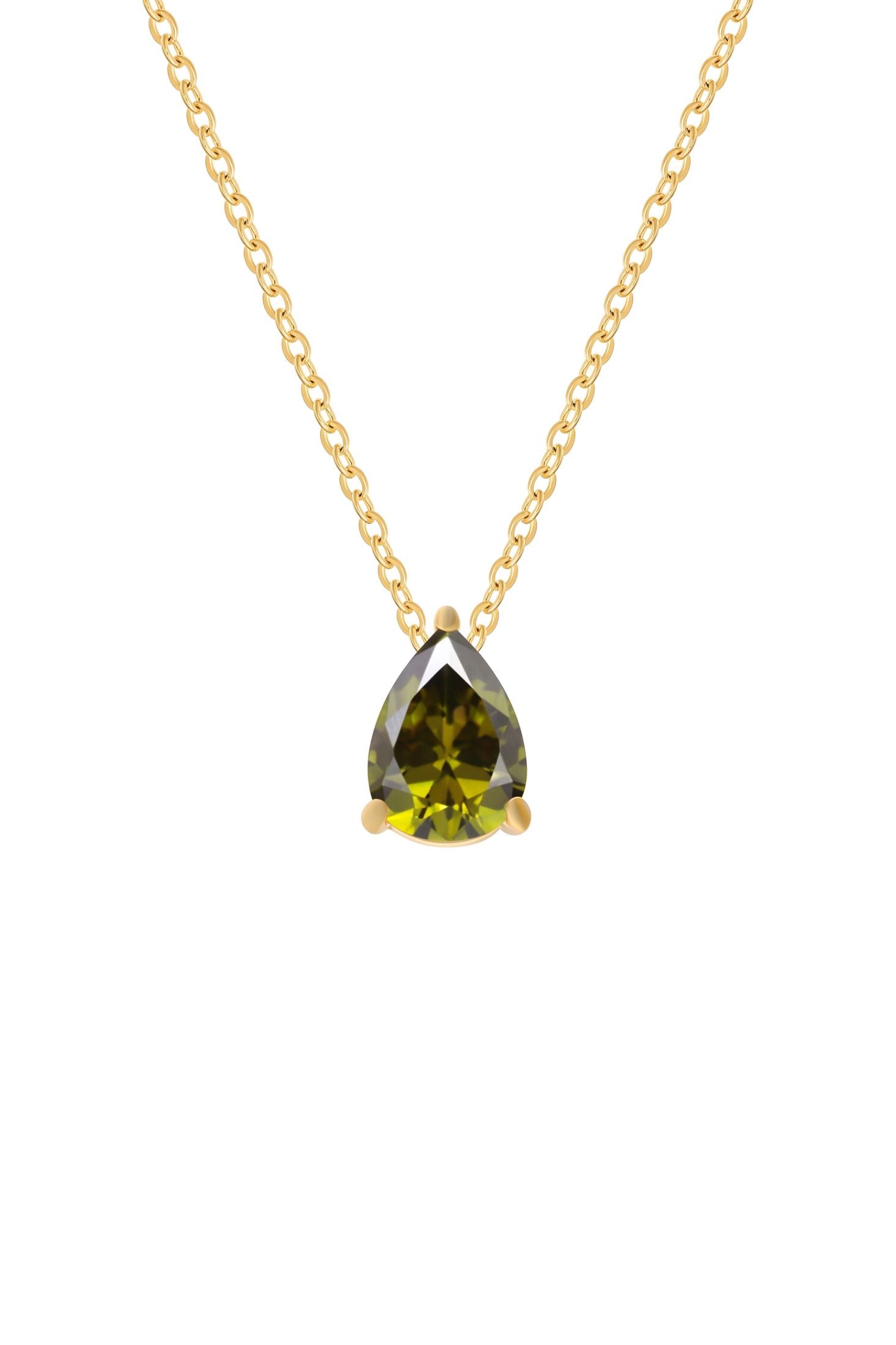 Adele Teardrop Necklace Gold Peridot
