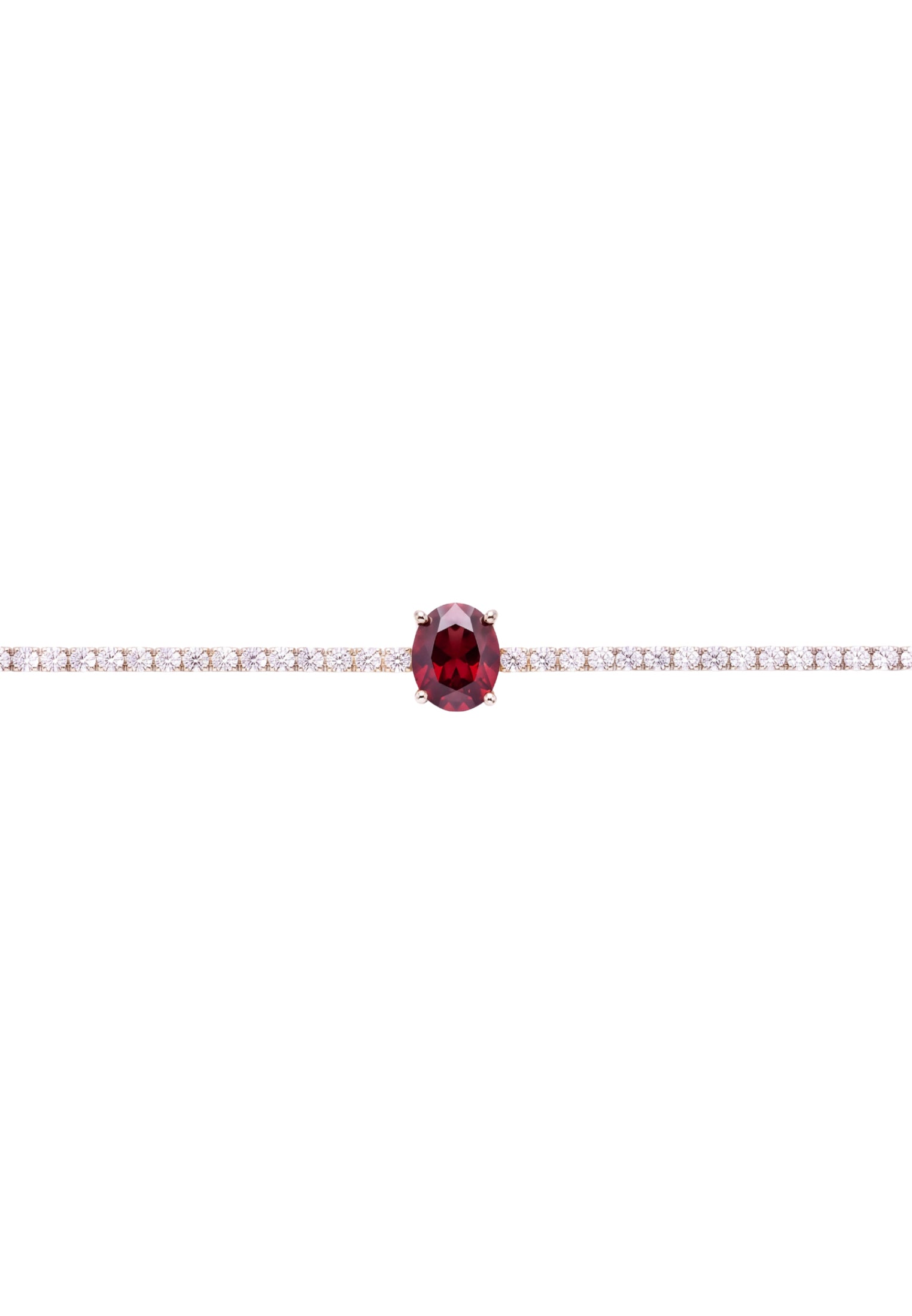 Garbo Ovale Pierre fine Bracelet tennis Rubis Argenté