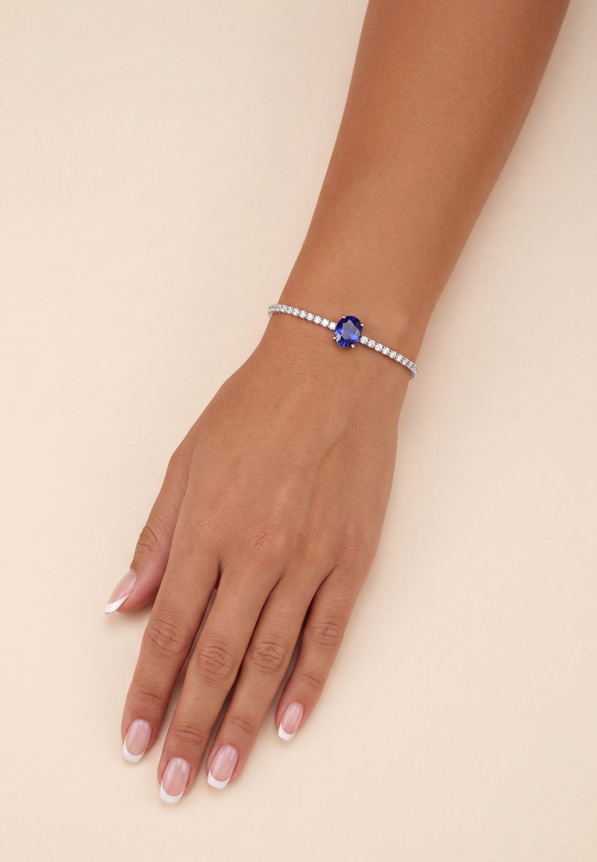 Garbo Ovale Pierre fine Bracelet tennis Saphir Argenté