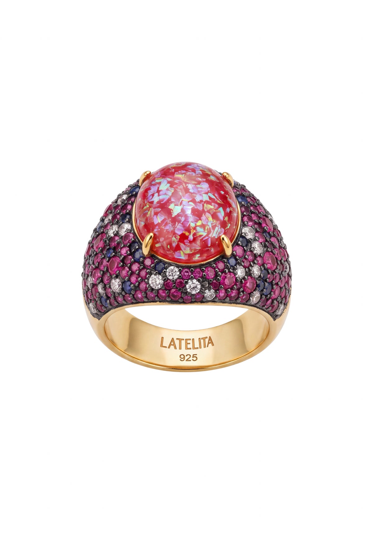 Esmeralda Pink Opal Cocktail Ring Gold