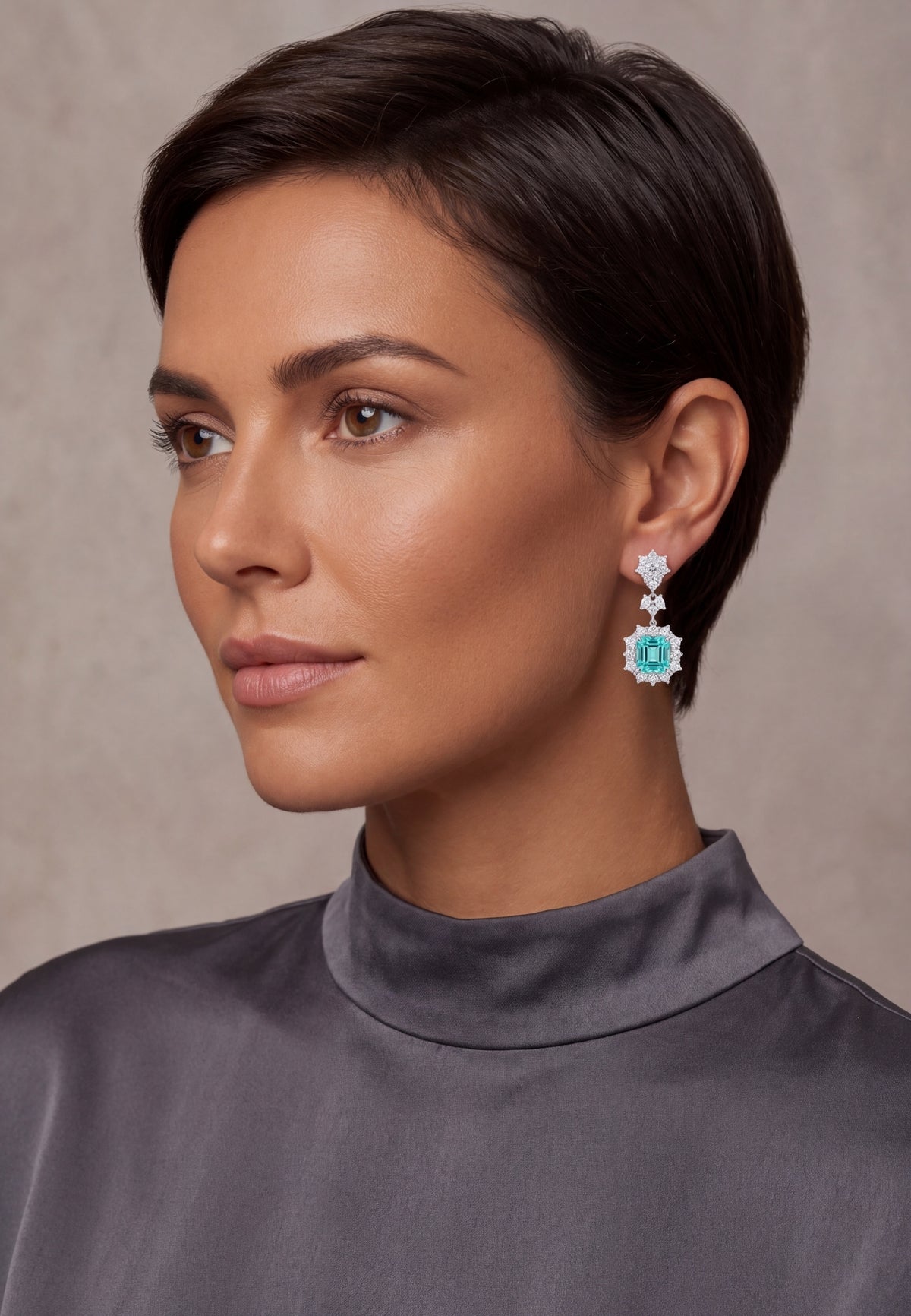 Arabella Aquamarine Drop Earrings Silver