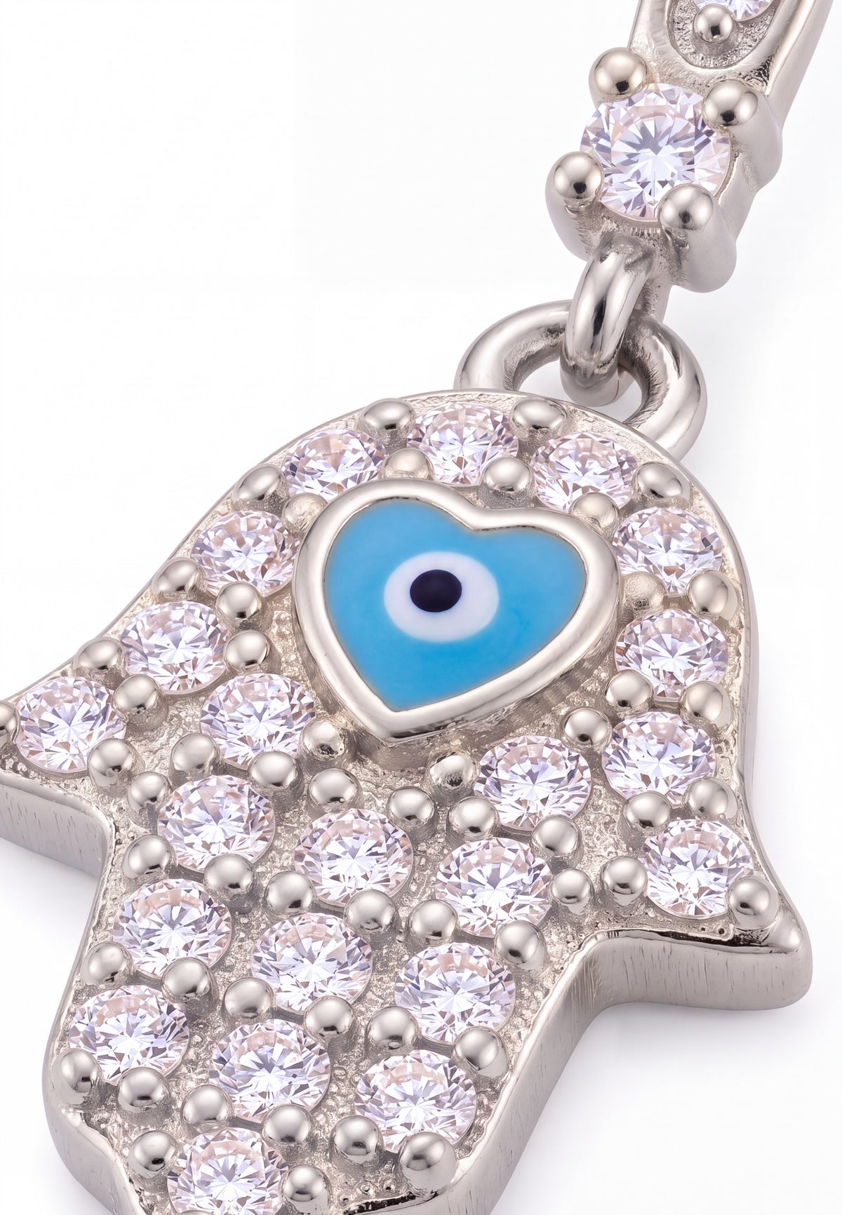 Hamsa Hand Drop Earrings Silver