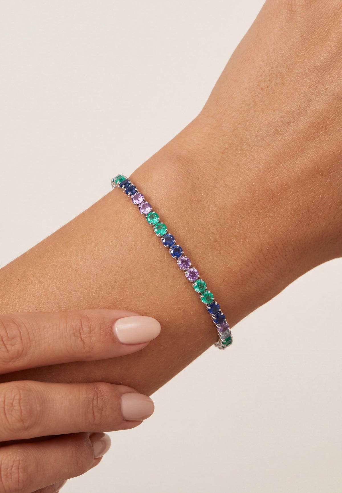 Kaleidoscope Gemstone Tennis Bracelet Silver