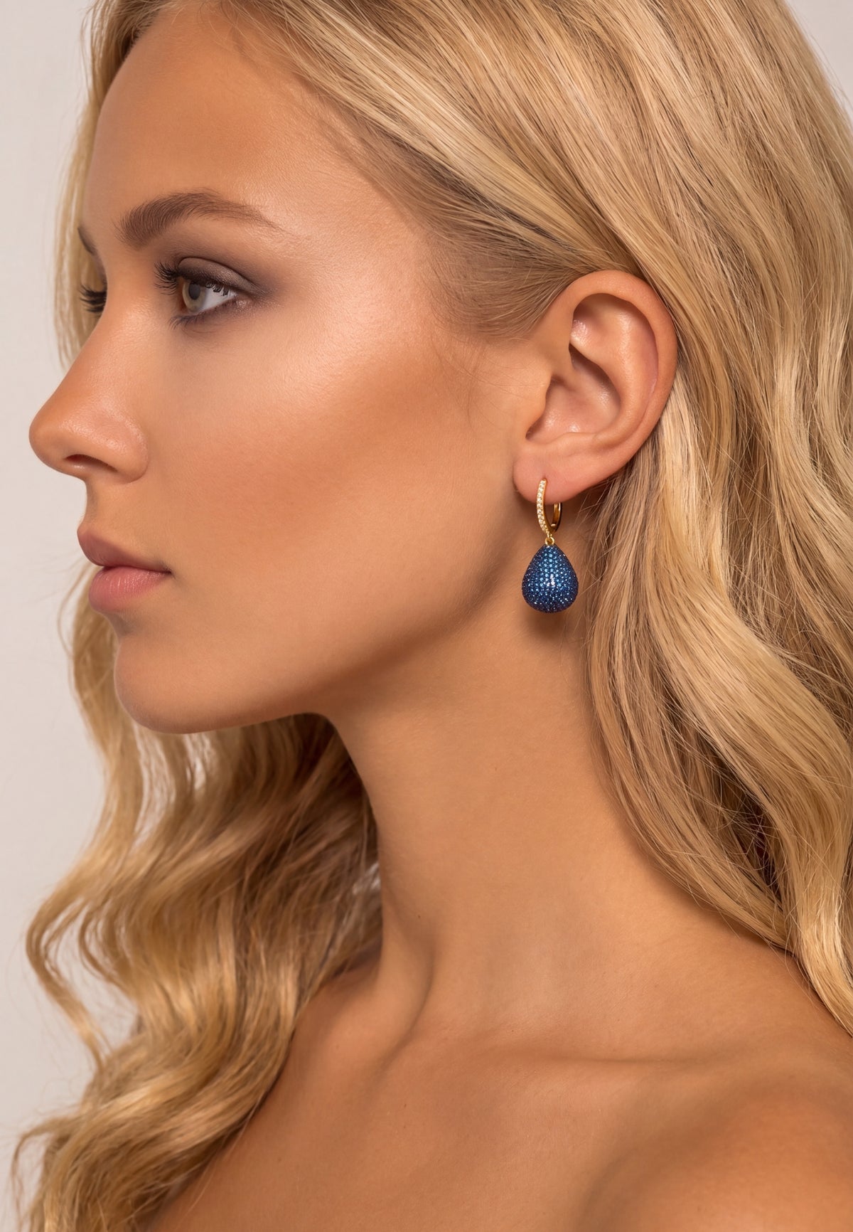 Valerie Pear Drop Gemstone Earrings Gold Sapphire Blue