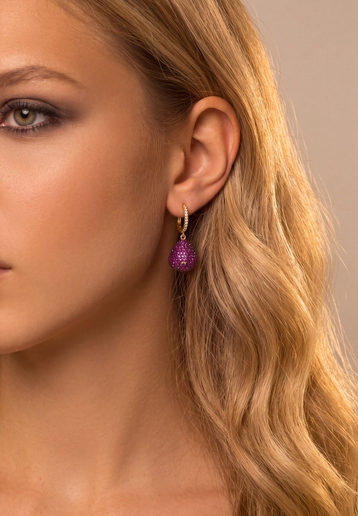 Valerie Pear Drop Gemstone Earrings Gold Ruby