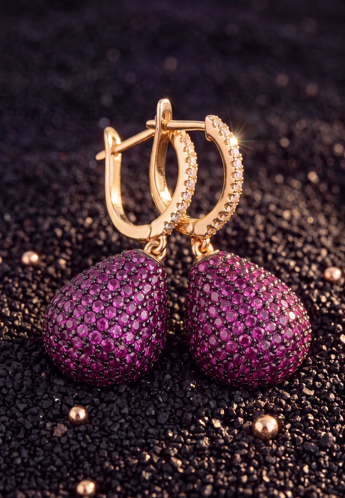 Valerie Pear Drop Gemstone Earrings Gold Ruby