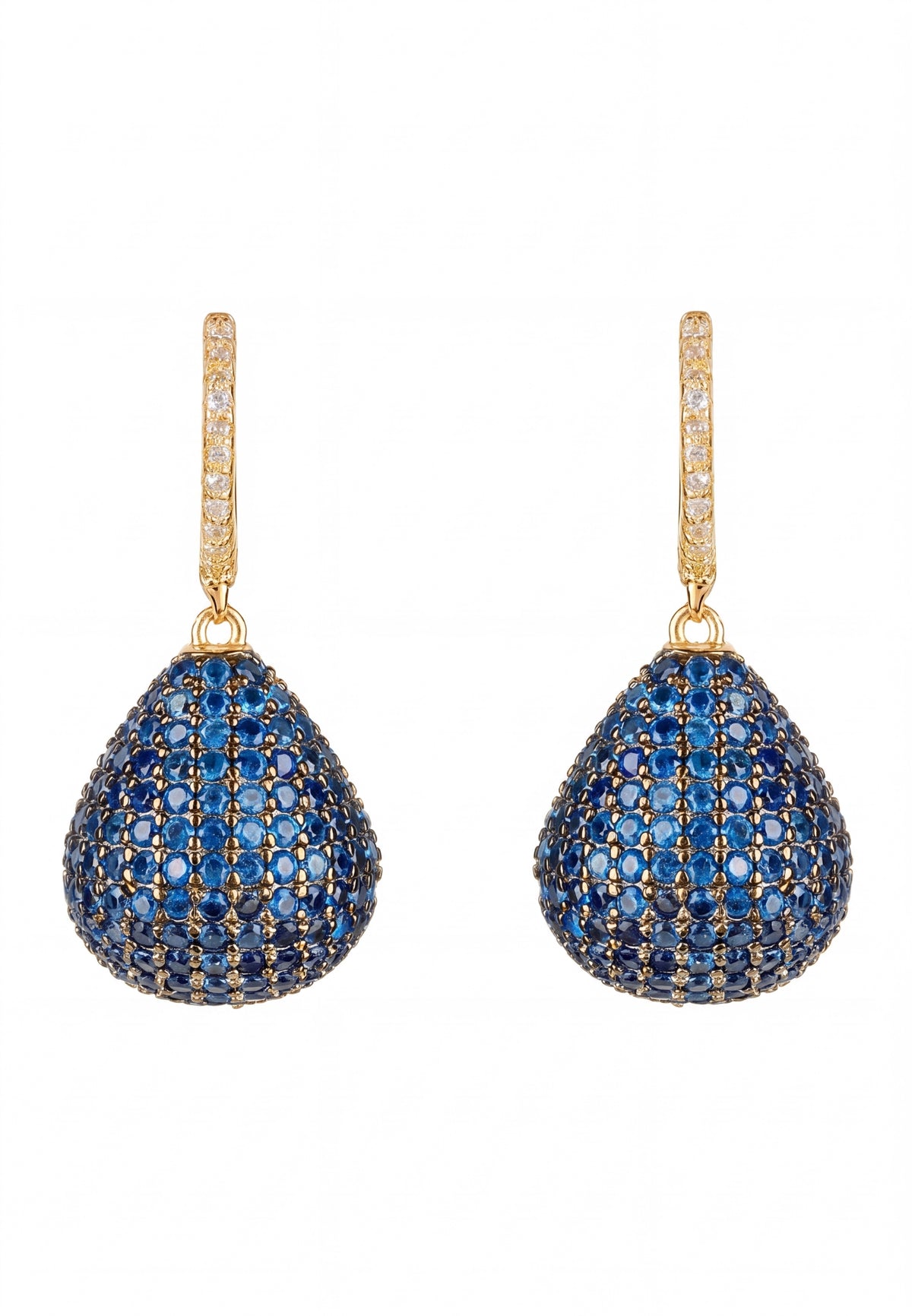 Valerie Pear Drop Gemstone Earrings Gold Sapphire Blue