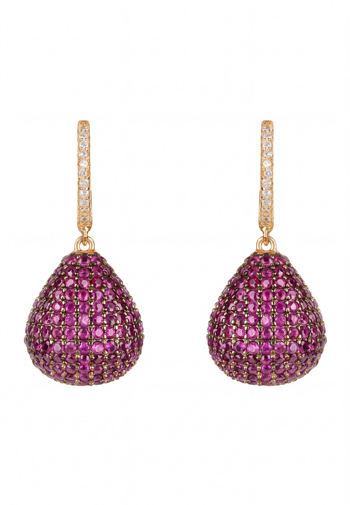 Valerie Pear Drop Gemstone Earrings Gold Ruby