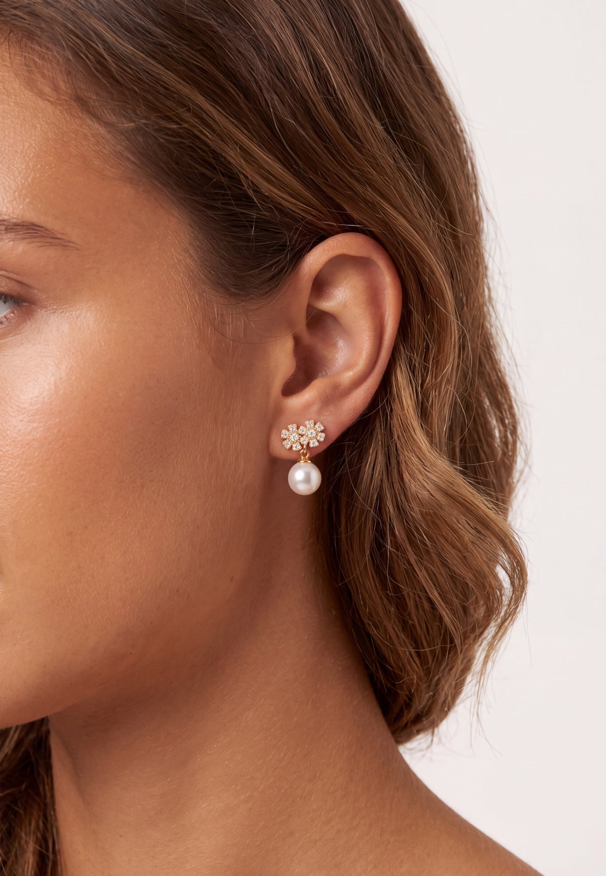 Bouquet And Pearl Drop Earrings Gold